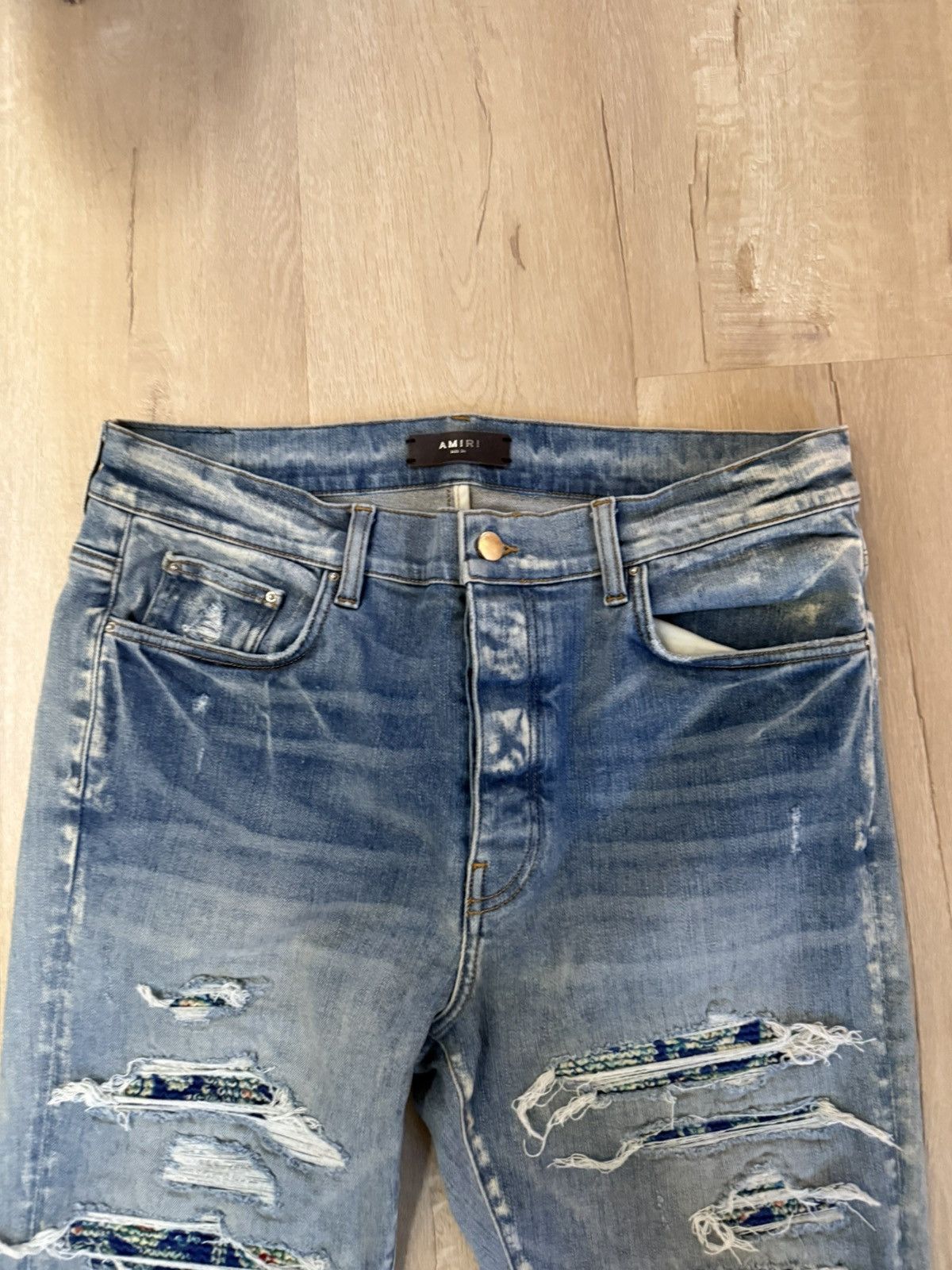 Amiri Amiri Denim Light Blue Paisley Print Jeans Size US 36 / EU 52 - 4 Thumbnail