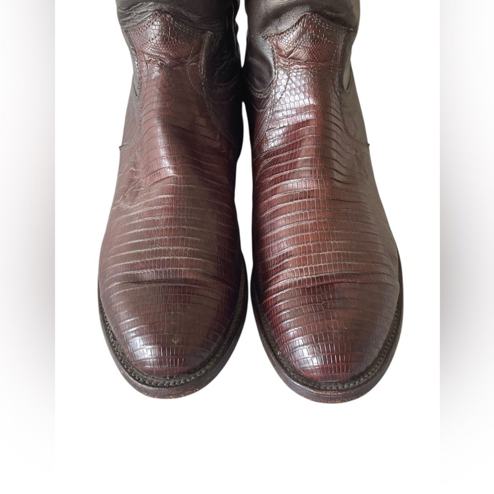 Justin Boots Justin Vintage USA Brown Leather Reptile Short Boots SZ 8 Size US 8 / IT 38 - 2 Thumbnail