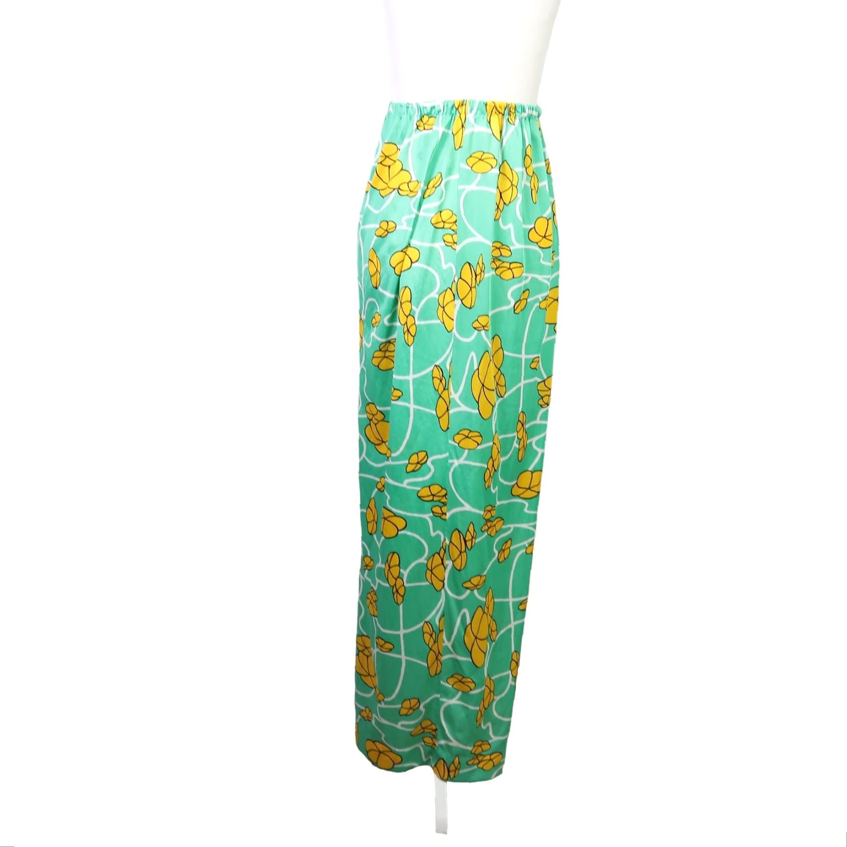 Vintage VINTAGE Sinclair Maxi Skirt S Floral Green Yellow Hippie 70s Women Long Spring Summer Size 28" / US 6 / IT 42 - 4 Thumbnail
