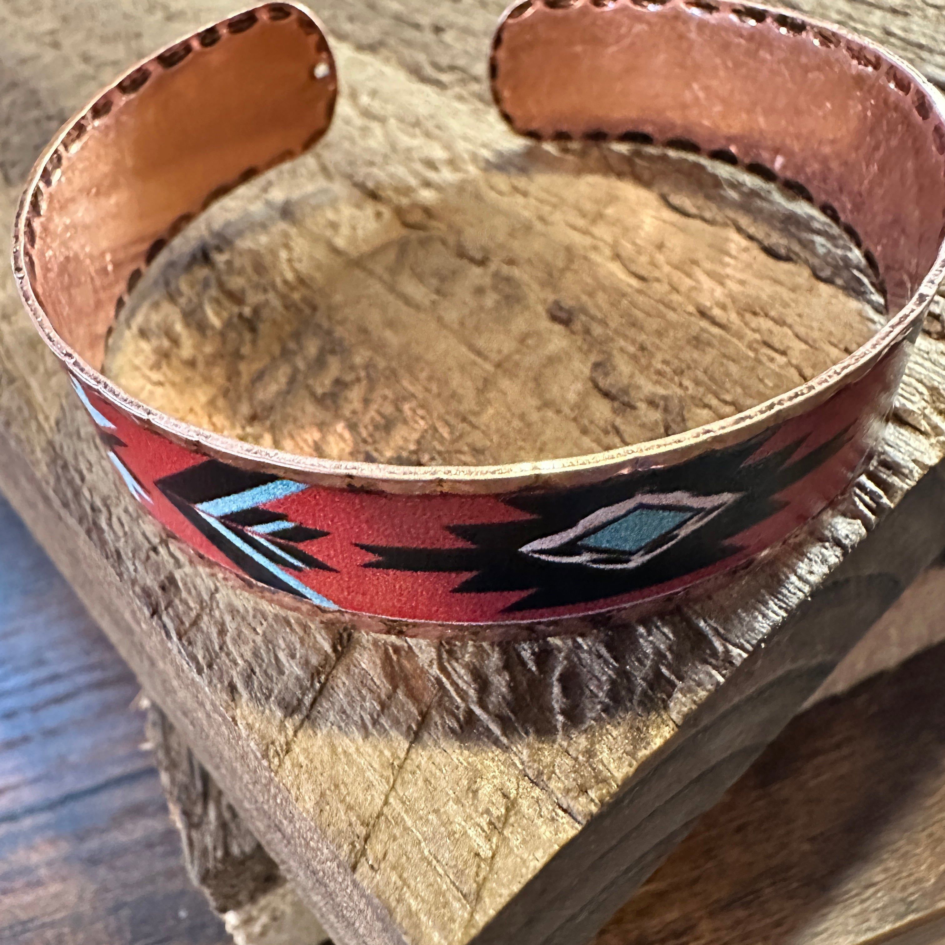 Other Handmade Boho Native American Aztek Copper Narrow Cuff Brace Size ONE SIZE - 2 Thumbnail
