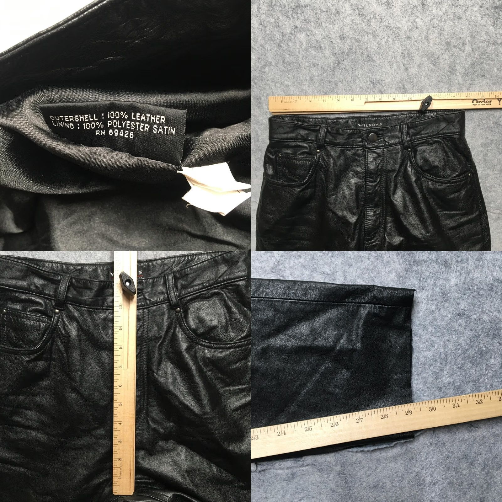 Vintage Wilsons Leather Pants Womens 8 Black Straight Leg Lined Casual 5 Pocket Mens? Womens Size 30" / US 8 / IT 44 - 8 Thumbnail
