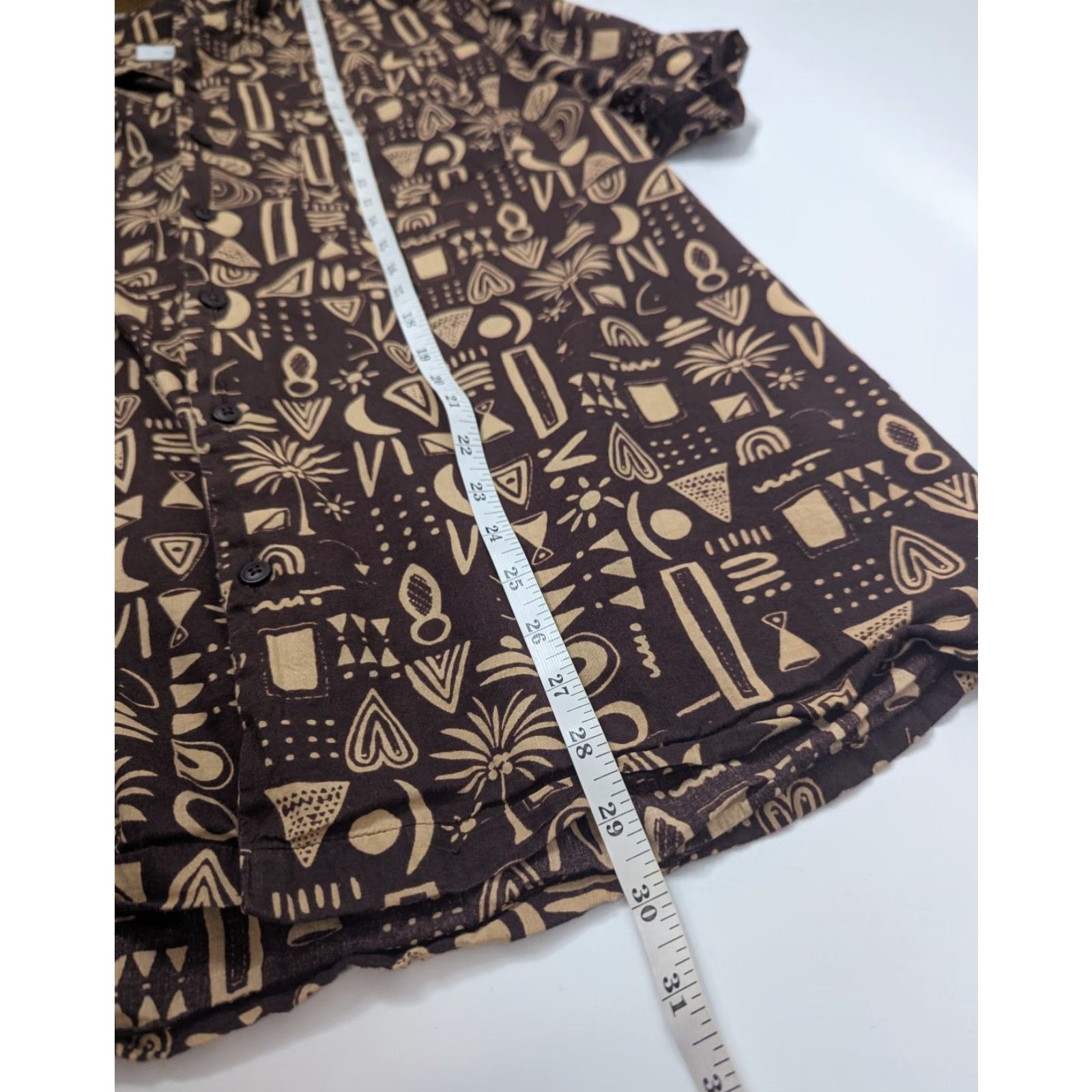 Onia Onia Hawaiian Camp Shirt Mens XL Cotton Modal Brown Tribal Geo Vacation Size US XL / EU 56 / 4 - 4 Thumbnail