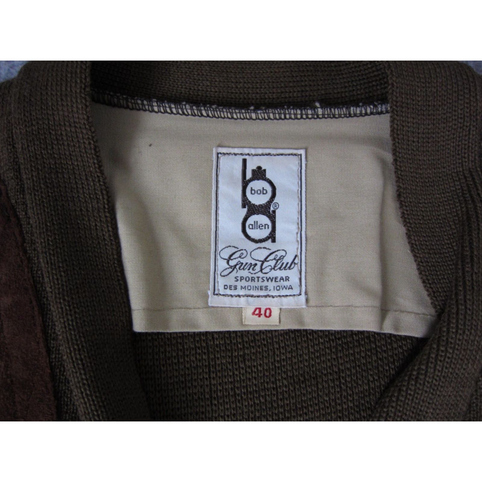 Vintage VINTAGE Bob Allen Sweater Mens 40 Green Wool Full Zip Up 60s 50s Full Zip Crew Neck Knit Wool Solid Preppy Mens Green Wool Sweater Size US L / EU 52-54 / 3 - 4 Thumbnail