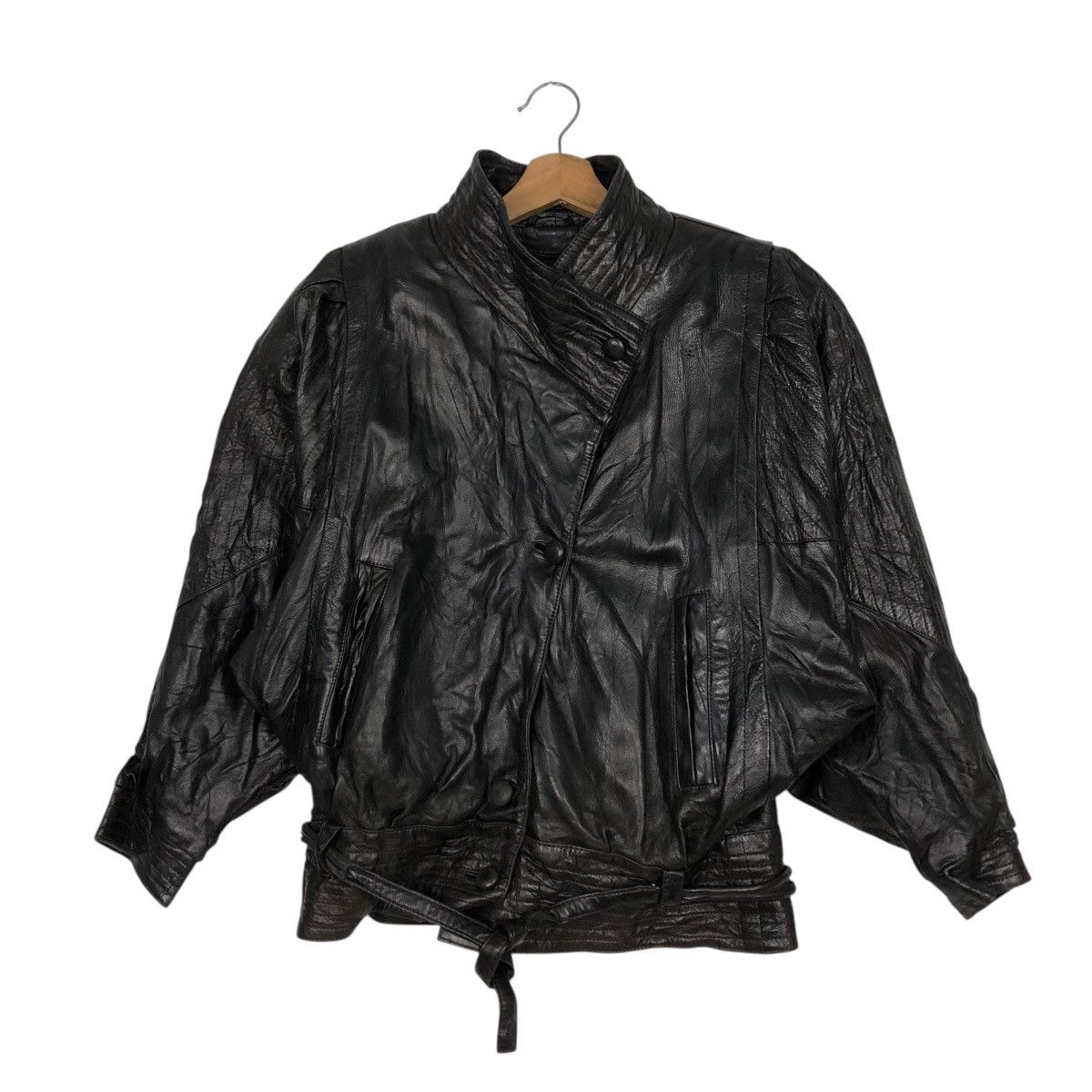 Vintage 🔥CROPPED BONDAGE BIKER LEATHER JACKET SERGE MIKO PARIS Size US M / EU 48-50 / 2 - 3 Thumbnail