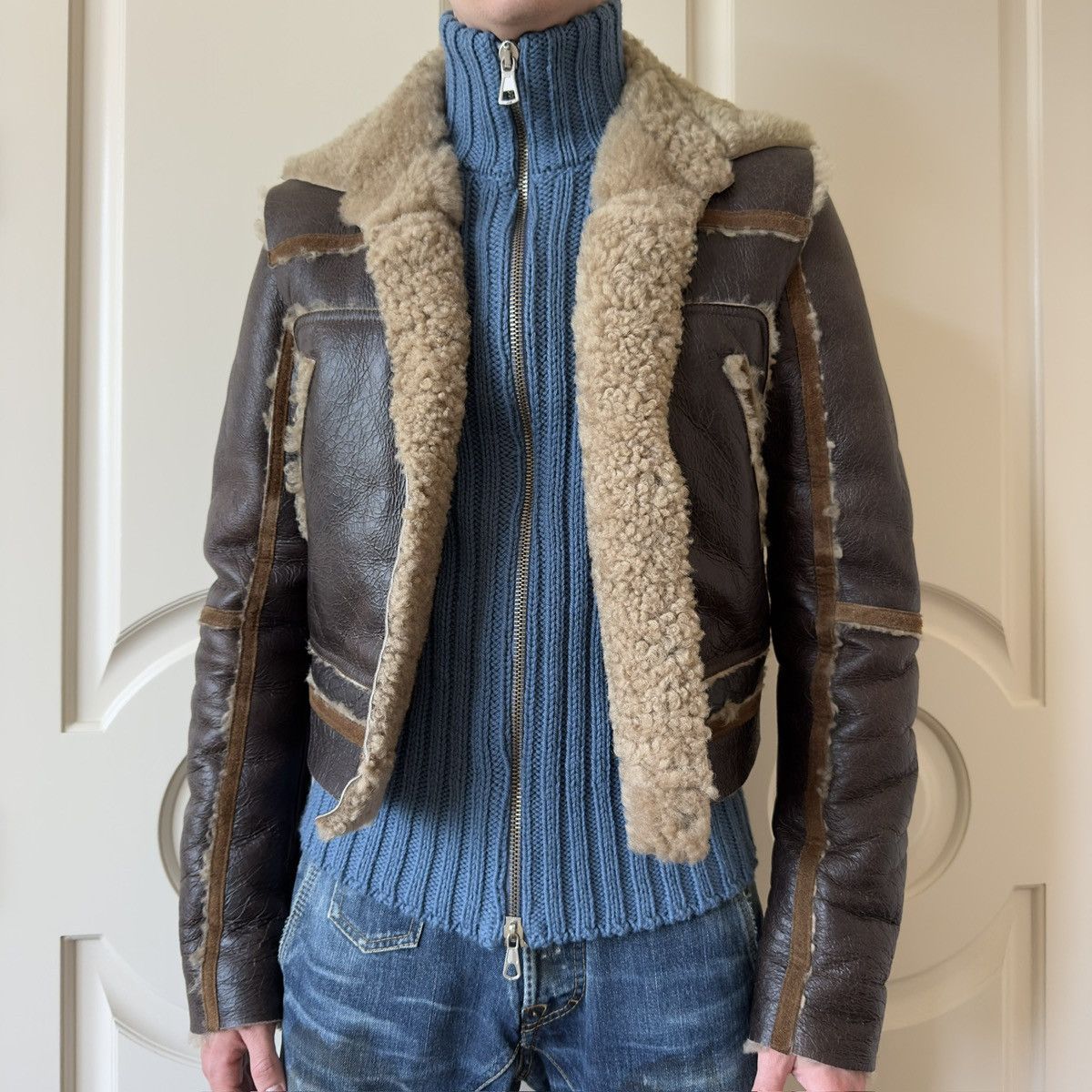 Dsquared2 Dsquared2 F/W 2002 Hybrid Knit & Leather Jacket Size US M / EU 48-50 / 2 - 2 Thumbnail