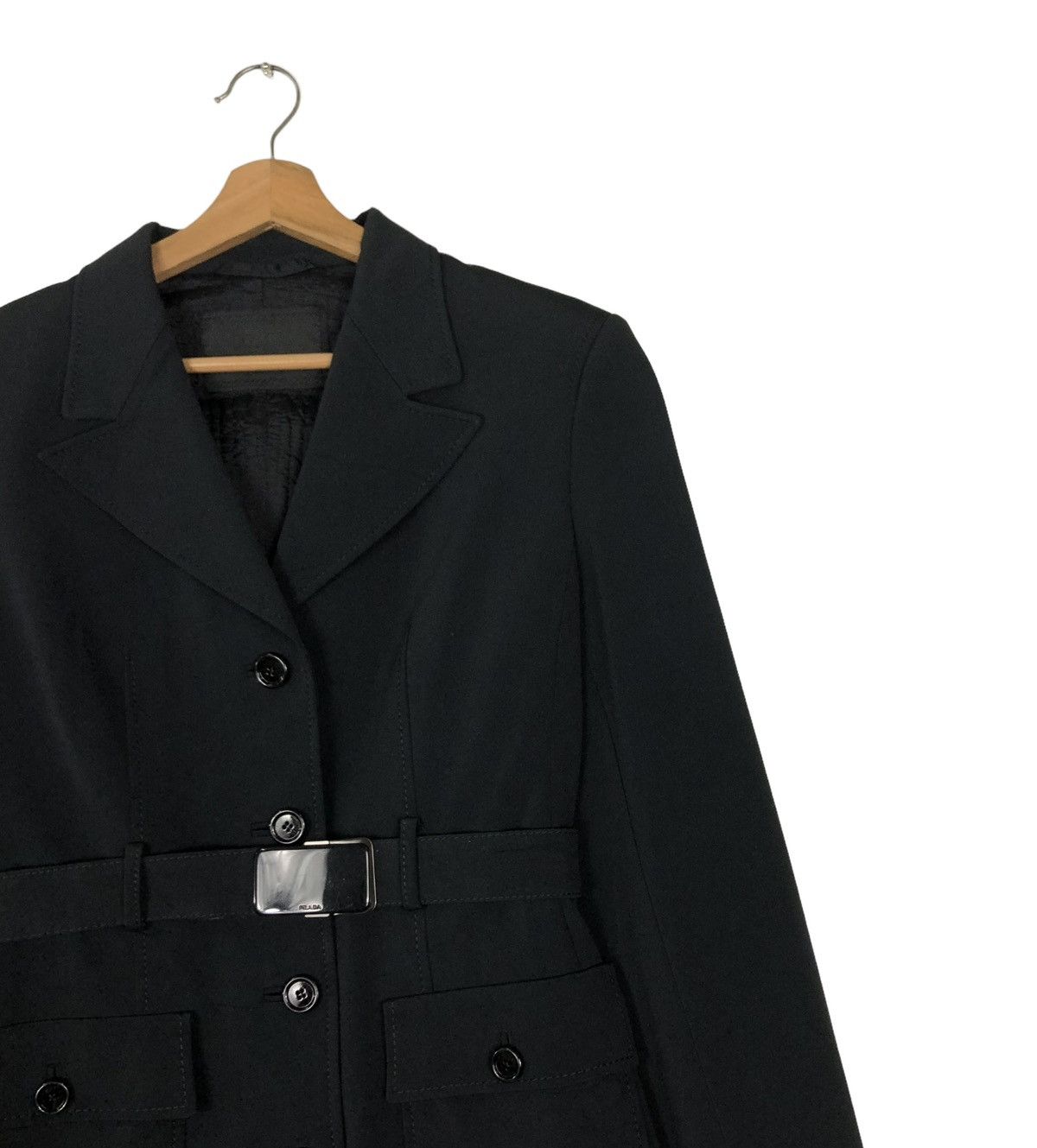 Prada 🔥RICH BLACK VINTAGE PRADA MILANO BONDAGE BELT JACKET Size M / US 6-8 / IT 42-44 - 5 Thumbnail
