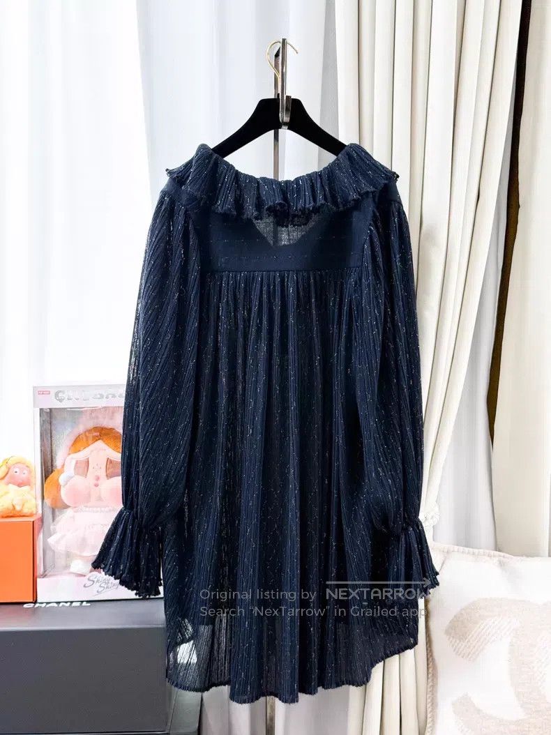 Chanel Chanel Thin glitter ruffle long-sleeved dress Size XS / US 0-2 / IT 36-38 - 2 Thumbnail