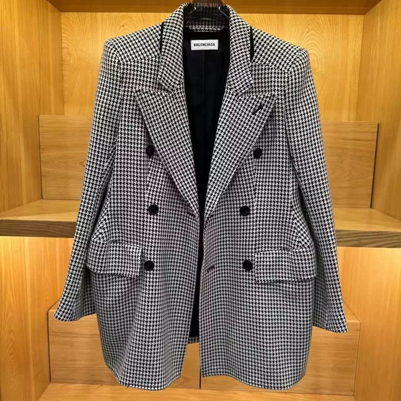 Balenciaga Houndstooth hourglass blazer - dmc