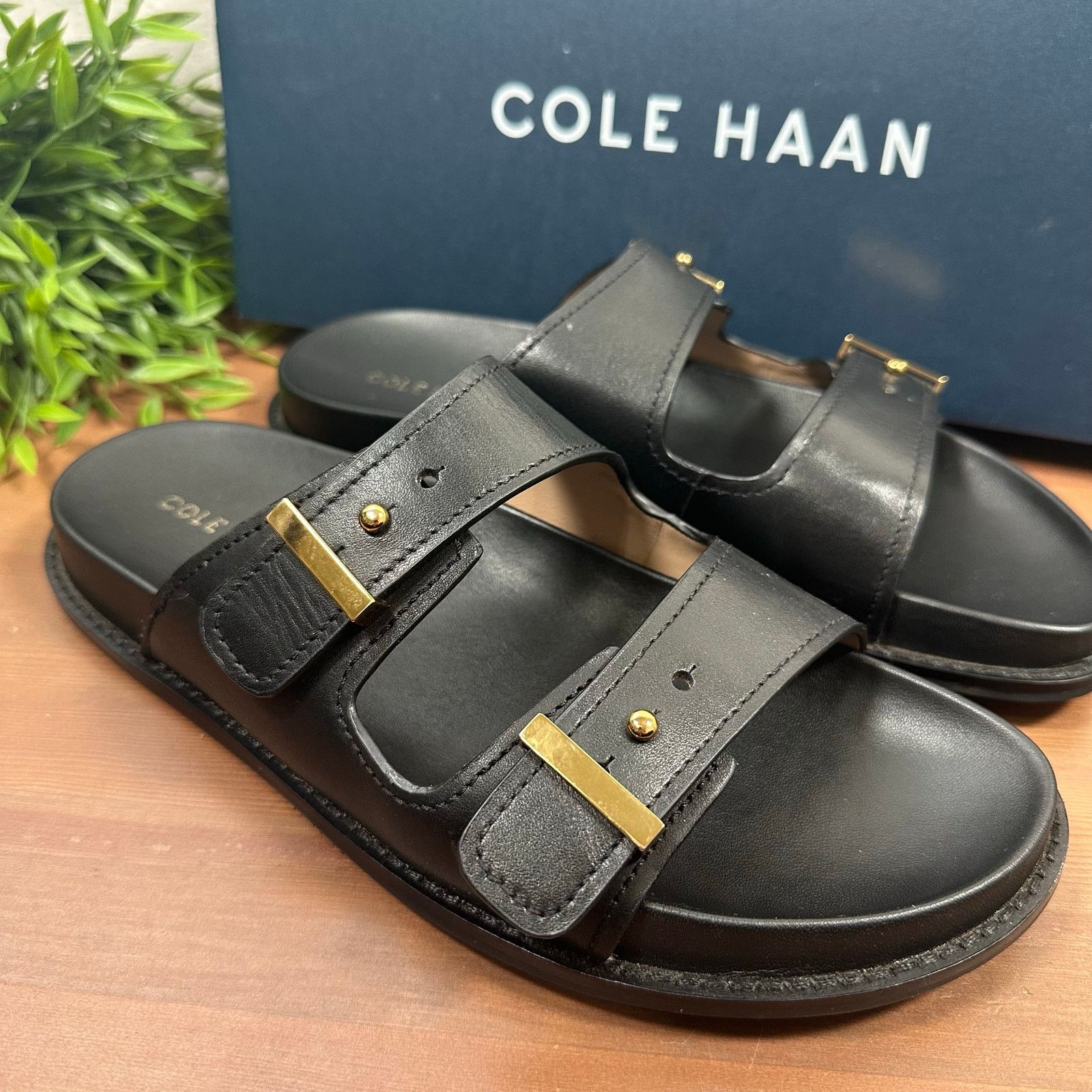Cole Haan Cole Haan Marisol Footbed Sandals Black Leather Size 8 Size US 8 / IT 38 - 2 Thumbnail