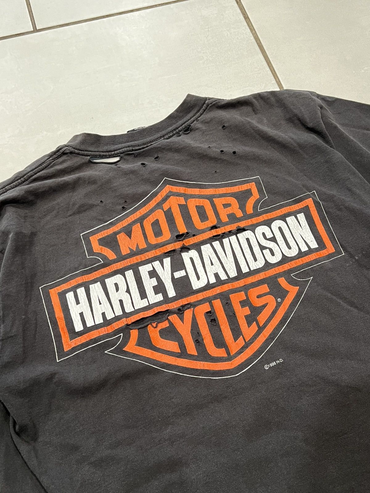 Harley Davidson 90s Faded Thrashed Harley Davidson Hottest Sound Flame Shirt Size US L / EU 52-54 / 3 - 6 Thumbnail