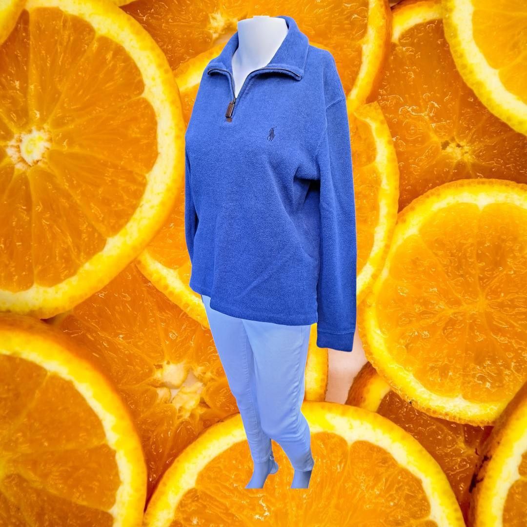 Polo Ralph Lauren Polo Ralph Lauren 1/4 Zip Blue with Blue Logo Sweater Size X Size US XS / EU 42 / 0 - 2 Thumbnail