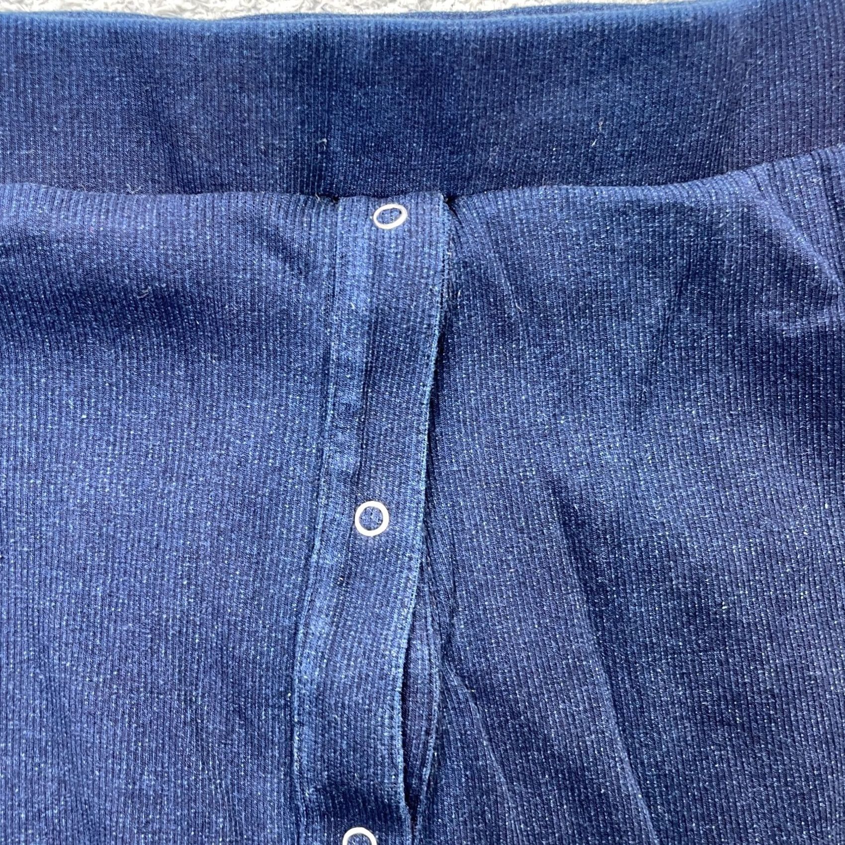 Vintage NSF Skirt Womens Medium Blue Pencil Snap Front Modern Minimalist Button Midi Knit Elastic Waist Slit City Preppy Size 32" / US 10 / IT 46 - 4 Thumbnail