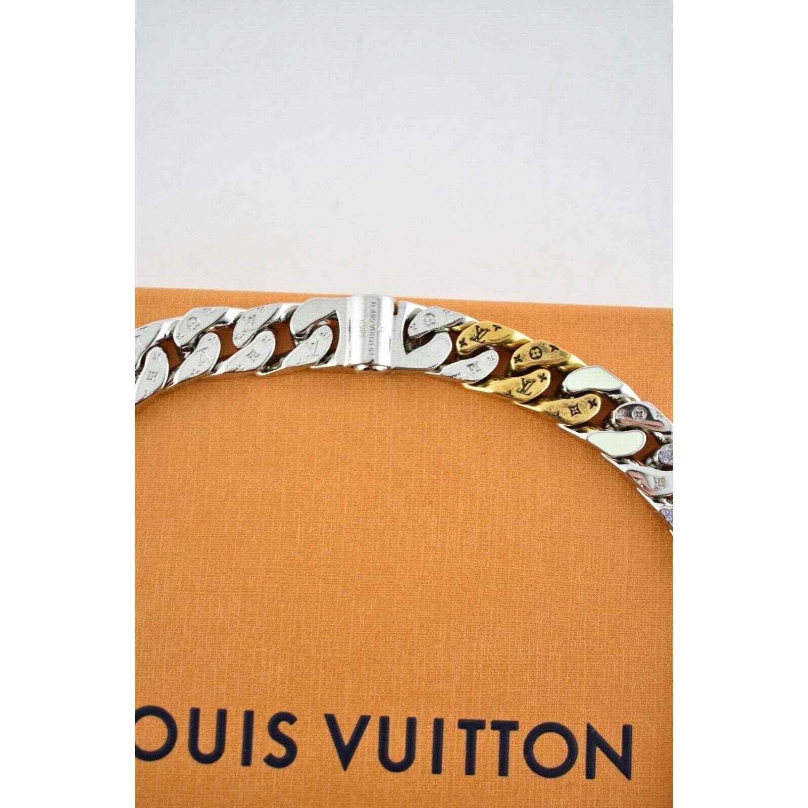 Louis Vuitton Louis Vuitton Gold Silver Crystal Abloh Chain Necklace Size ONE SIZE - 9 Thumbnail