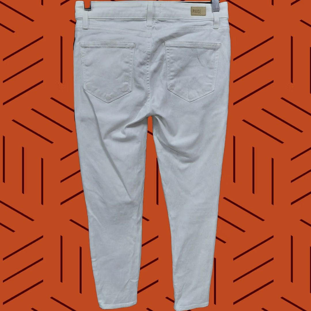 Paige PAIGE Verdugo Crop Jeans White Slim Women 27 Solid Denim Cotton Blend Stretch Skinny Color White 27 Womens Size 27" / US 4 / IT 40 - 1 Thumbnail