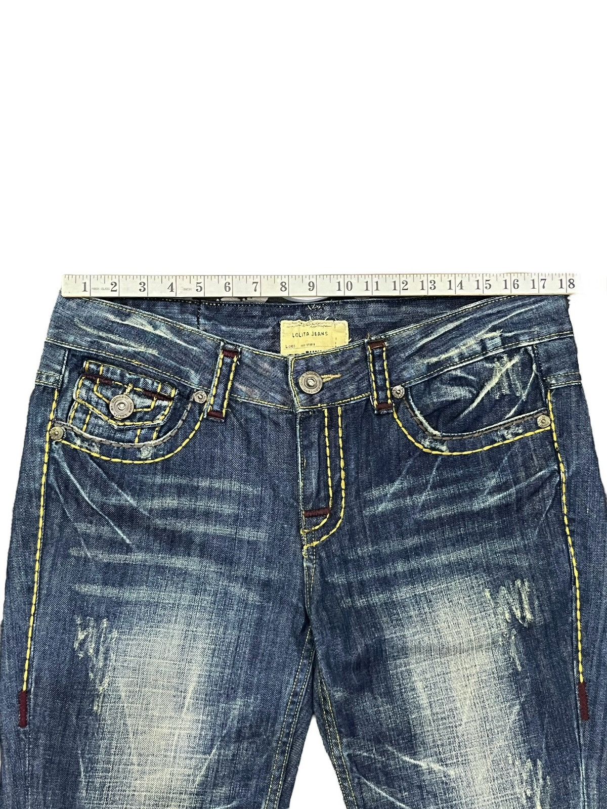 Designer 🔥 LOLITA YOSHITOMO NARA Exotic Vtg Denim Clawmark FLARE💥 Size US 35 - 13 Thumbnail