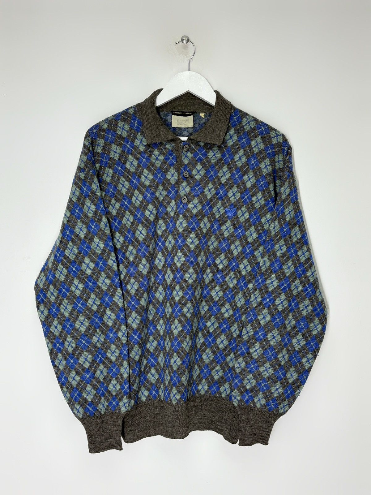 Emporio Armani Vintage 90s Emporio Armano Big Logo Knit Zip Hoodie