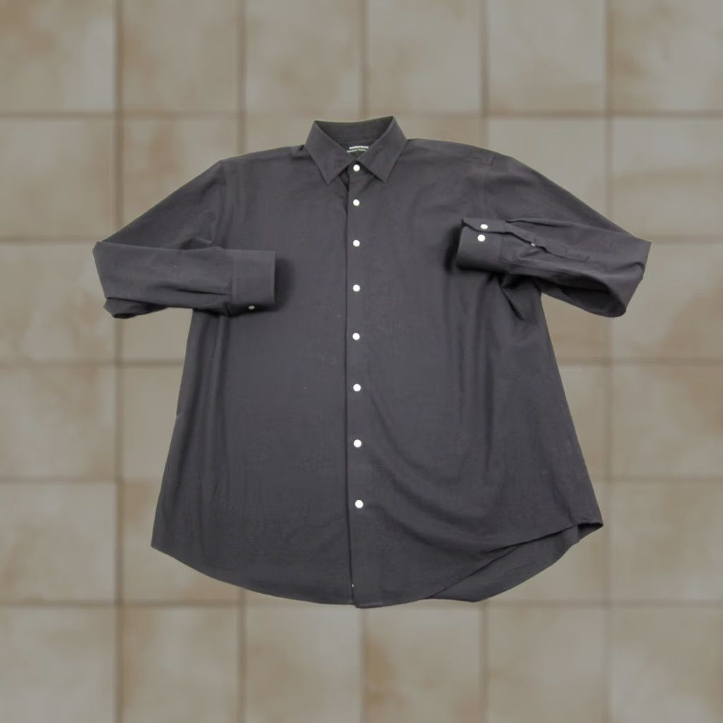 Nordstrom Nordstrom Shirt Mens 16.5 Large Black Button-Up Casual Solid Cotton Polyester Spandex 90s Classic Vintage: No Size US XL / EU 56 / 4 - 1 Thumbnail
