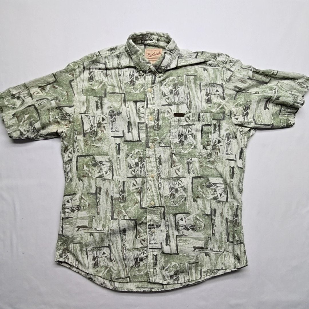 Woolrich Woolen Mills Woolrich Outdoor Golf Print Green Button Down L Golfer Shirt Size US L / EU 52-54 / 3 - 1 Thumbnail