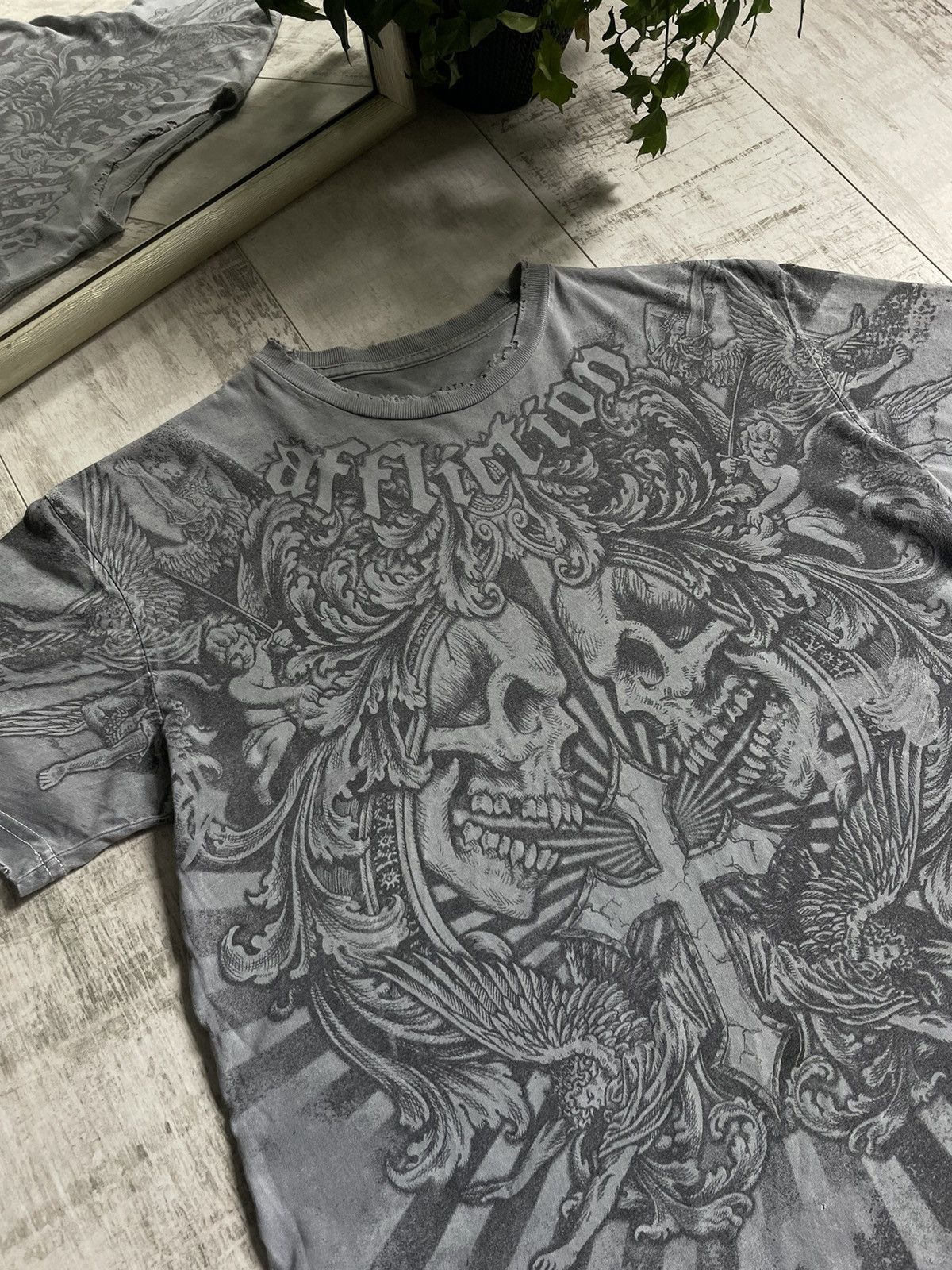 Affliction Y2K Affliction Skull/Angel T-Shirt Over Printed Japanese Vtg Size US M / EU 48-50 / 2 - 4 Thumbnail