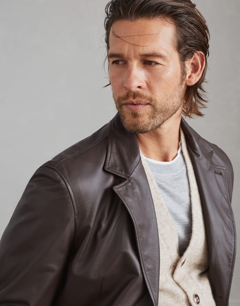 Brunello Cucinelli o1w1db10825 Leather Jacket in Brown Size US L / EU 52-54 / 3 - 2 Thumbnail