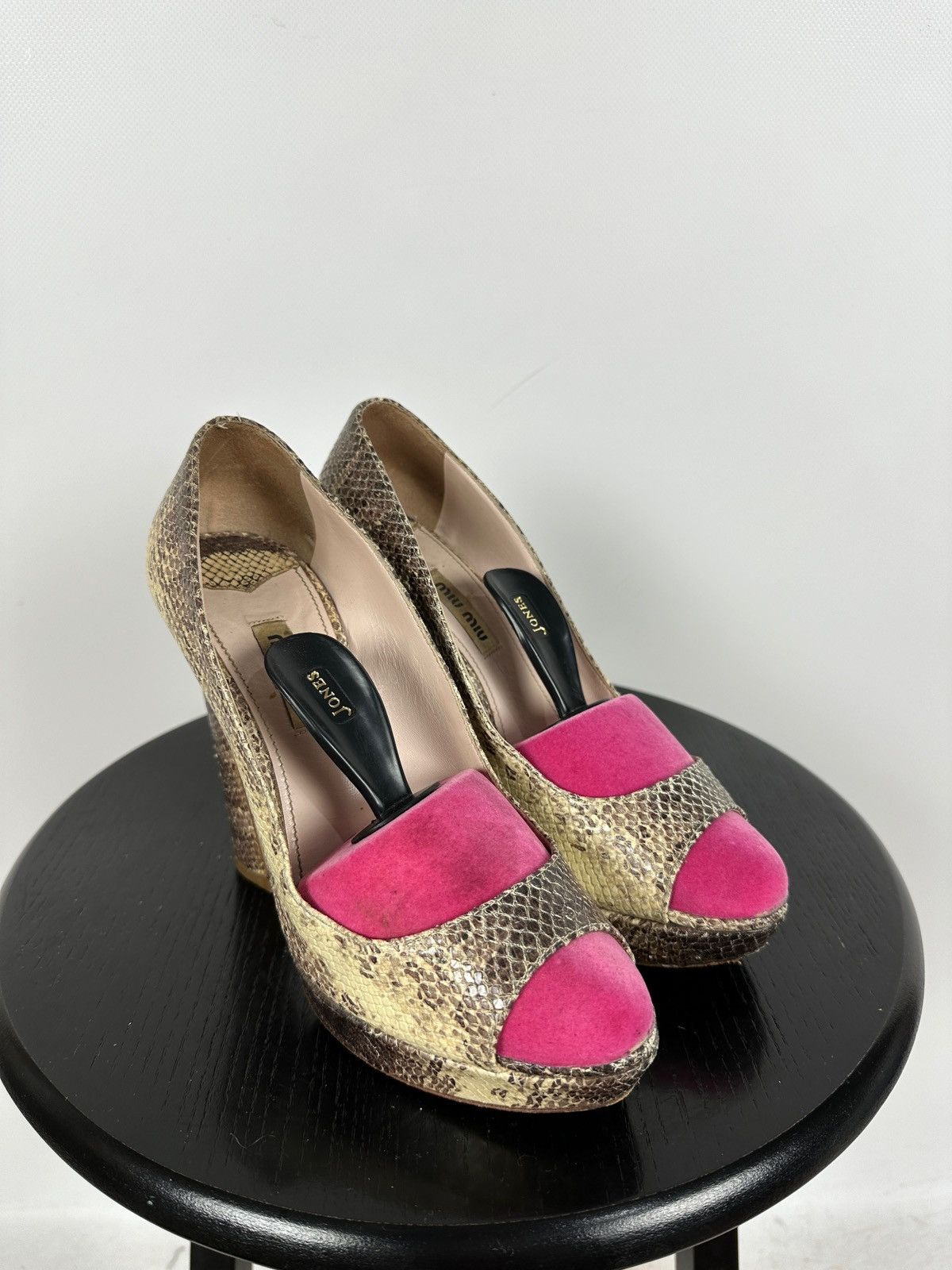 Miu Miu Miu Miu Snake Leather Platform Pumps Heel Size US 7 / IT 37 - 6 Thumbnail