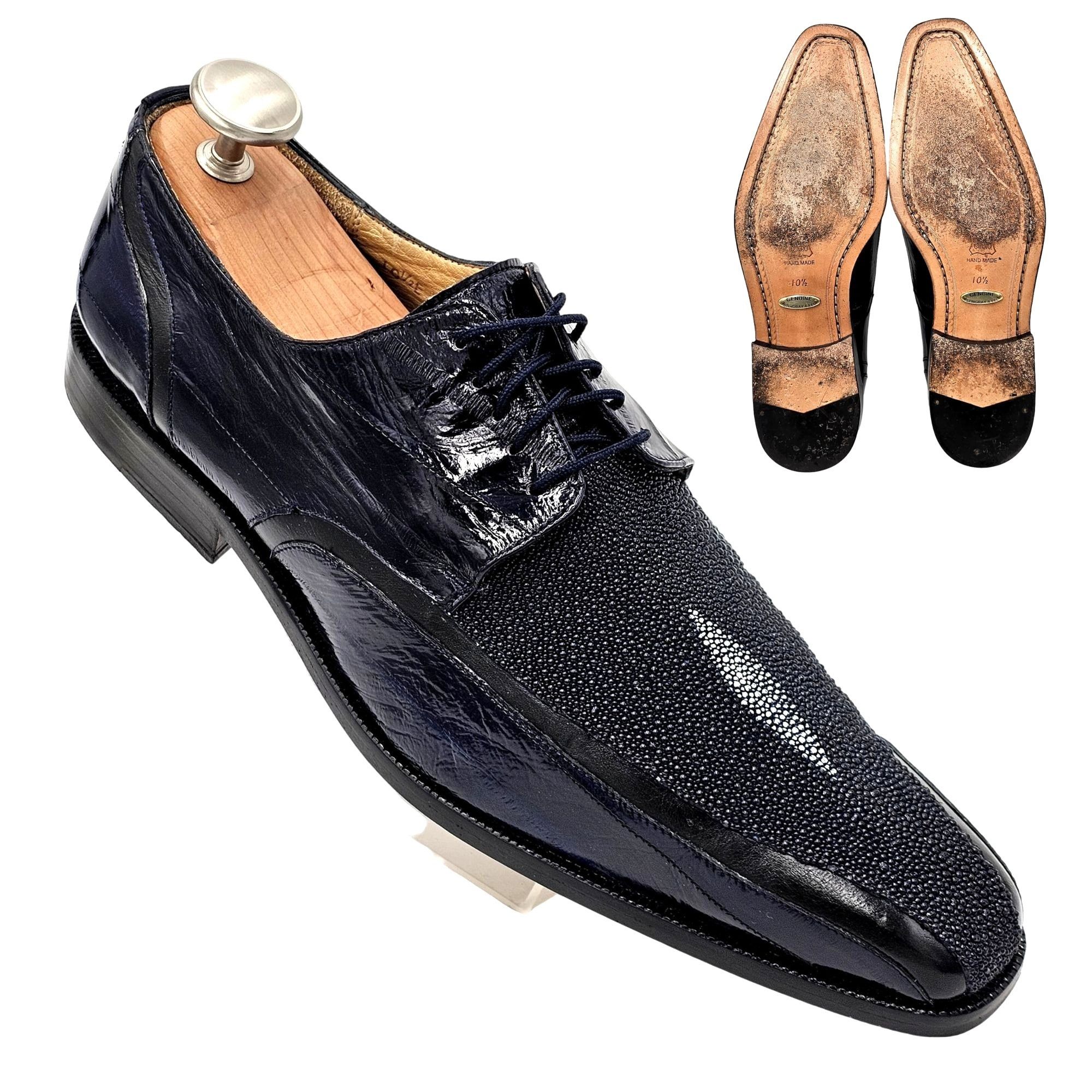 Men’s Belvedere Varo American Alligator & Eel Skin Wingtip Dress Shoe – Brown & Camel