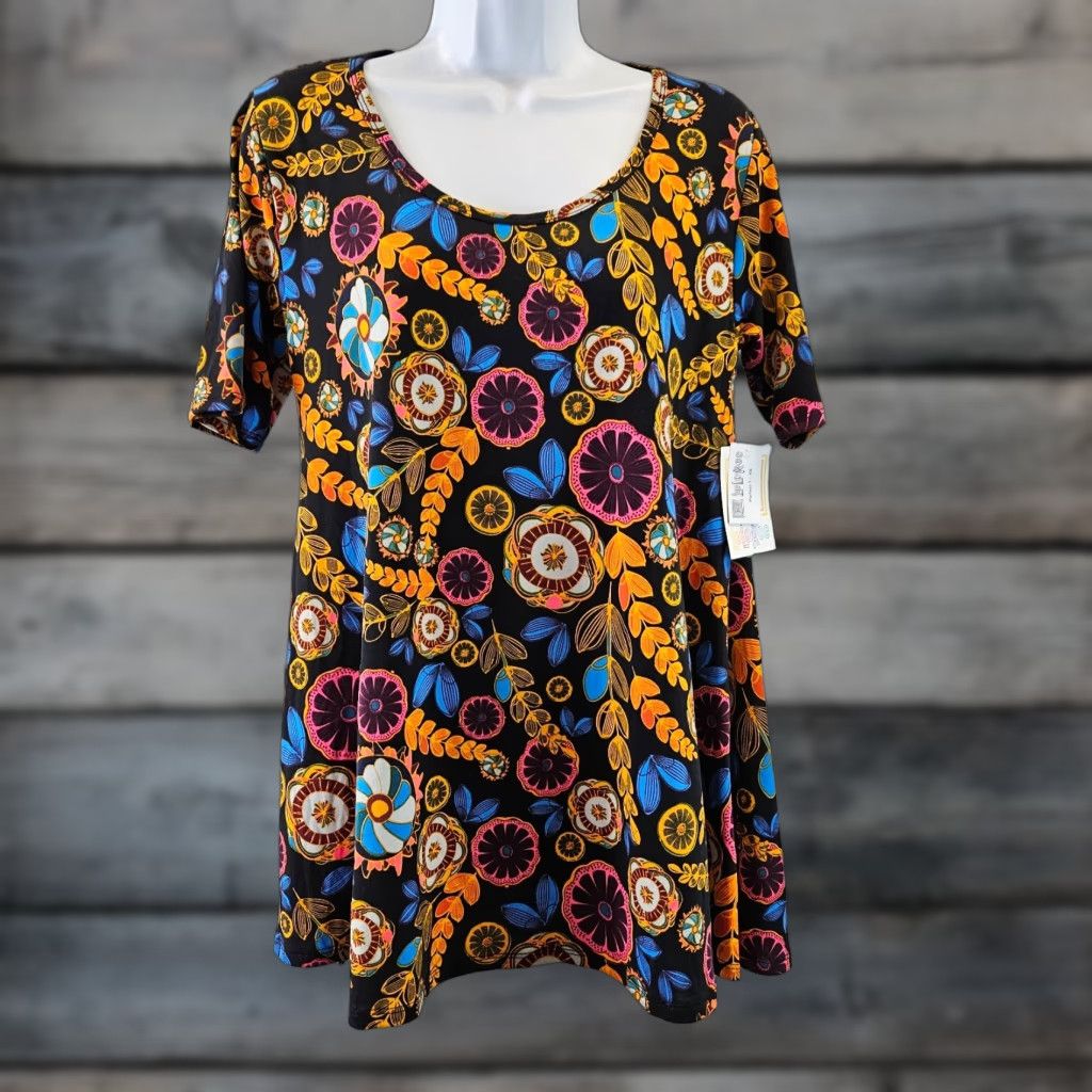 Vintage VINTAGE LuLaRoe Womens Perfect T XS Blue Orange Floral Short Sleeve Size 26" / US 2 / IT 38 - 1 Thumbnail