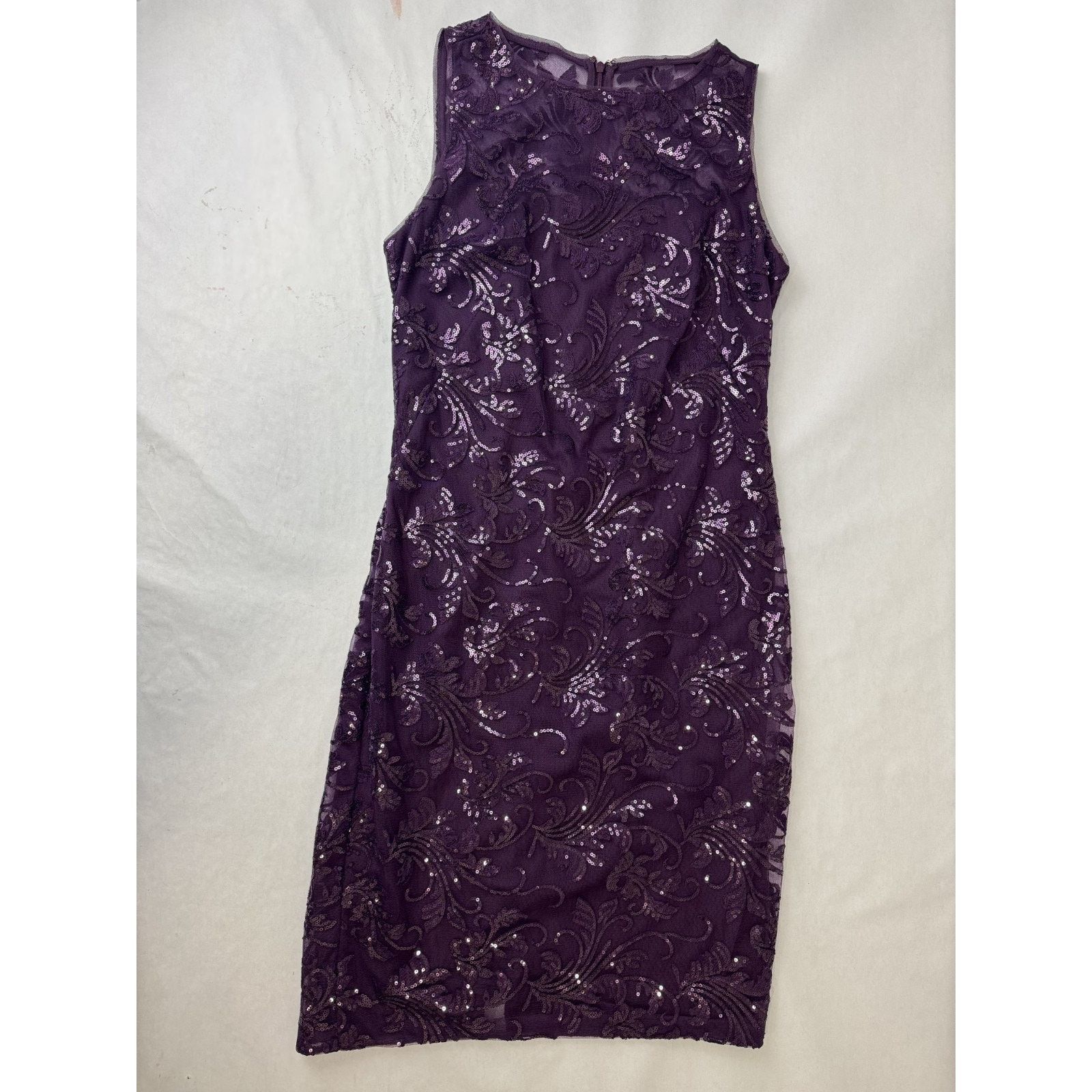 Calvin Klein Calvin Klein Purple Sequin Lace Sheath Dress Holiday 4 Size S / US 4 / IT 40 - 1 Thumbnail