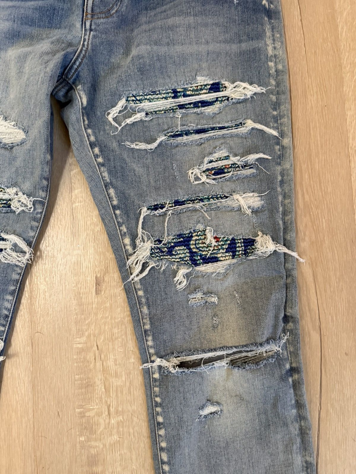 Amiri Amiri Denim Light Blue Paisley Print Jeans Size US 36 / EU 52 - 5 Thumbnail
