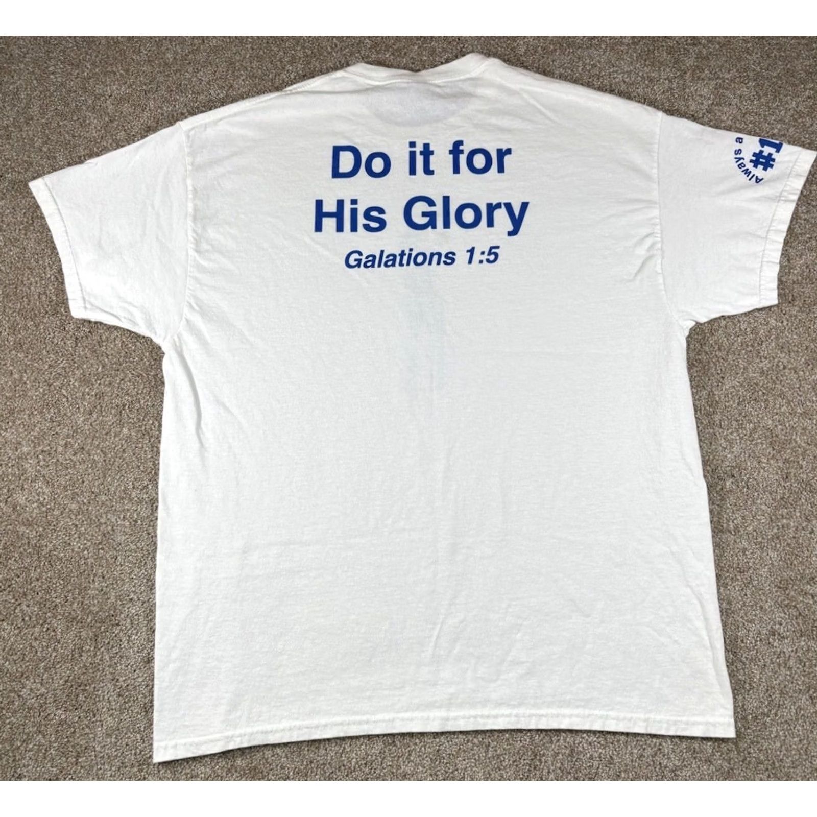 Gildan VINTAGE Do It For His Glory Jesus Basketball Graphic White T-Shirt XL Men Short Sleeve Crew Neck Gildan Preshrunk Regular Cotton Size US XL / EU 56 / 4 - 2 Thumbnail