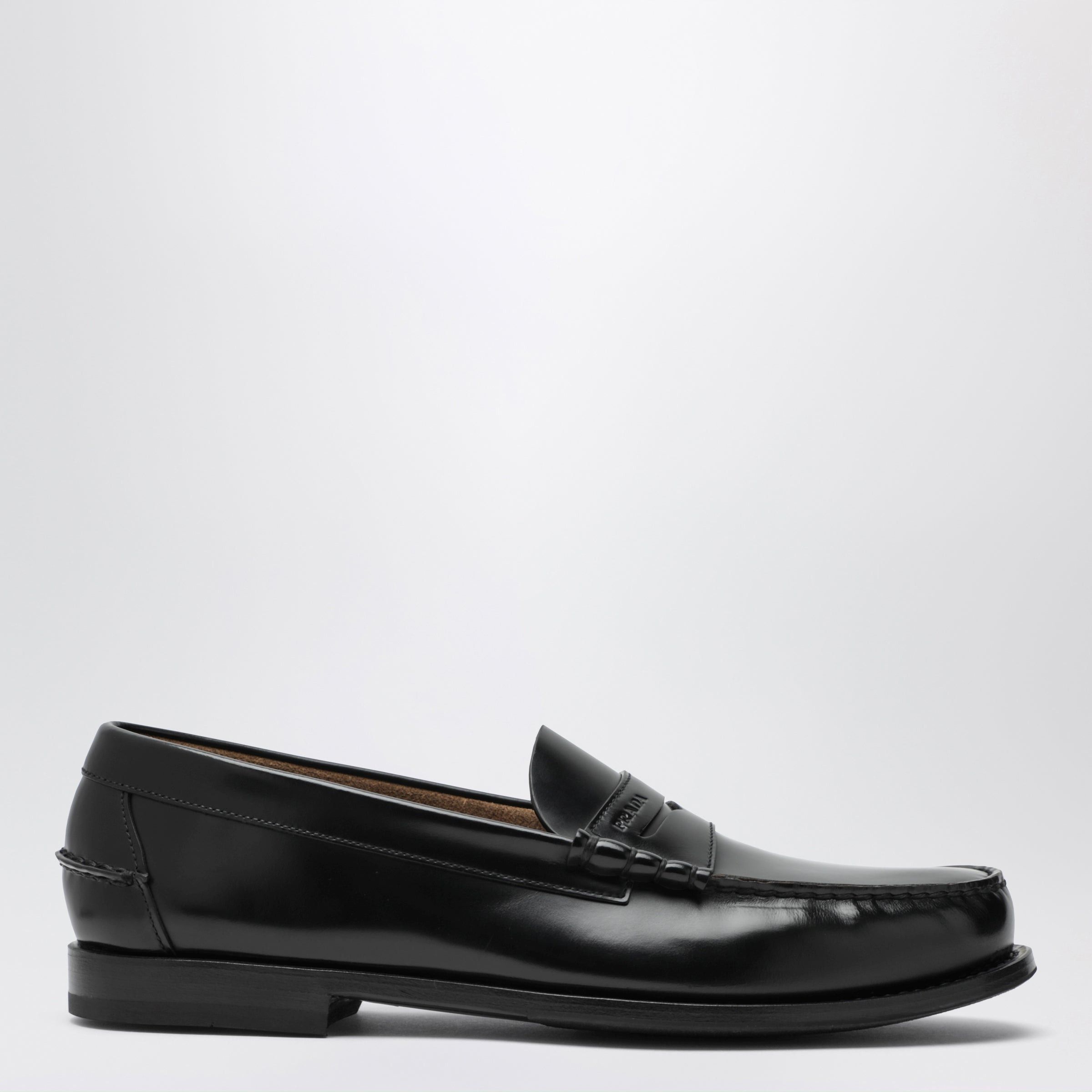 Prada Prada Black Brushed Leather Loafers Size US 9 / EU 42 - 1 Thumbnail