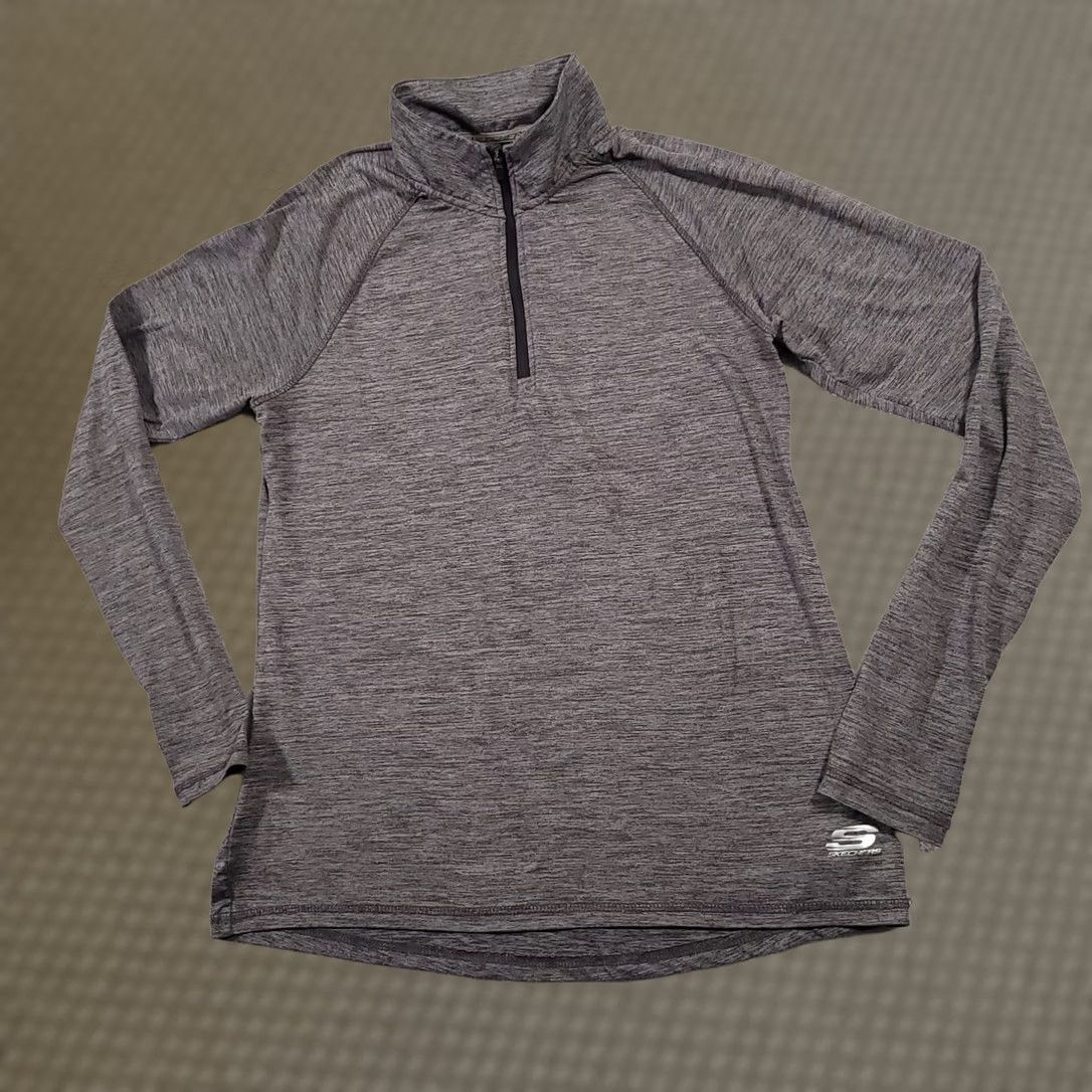 SKECHERS Skechers Sport Shirt Women’s Large Gray Long Sleeve 1/4 Zip Running Shirt Size L / US 10 / IT 46 - 1 Thumbnail