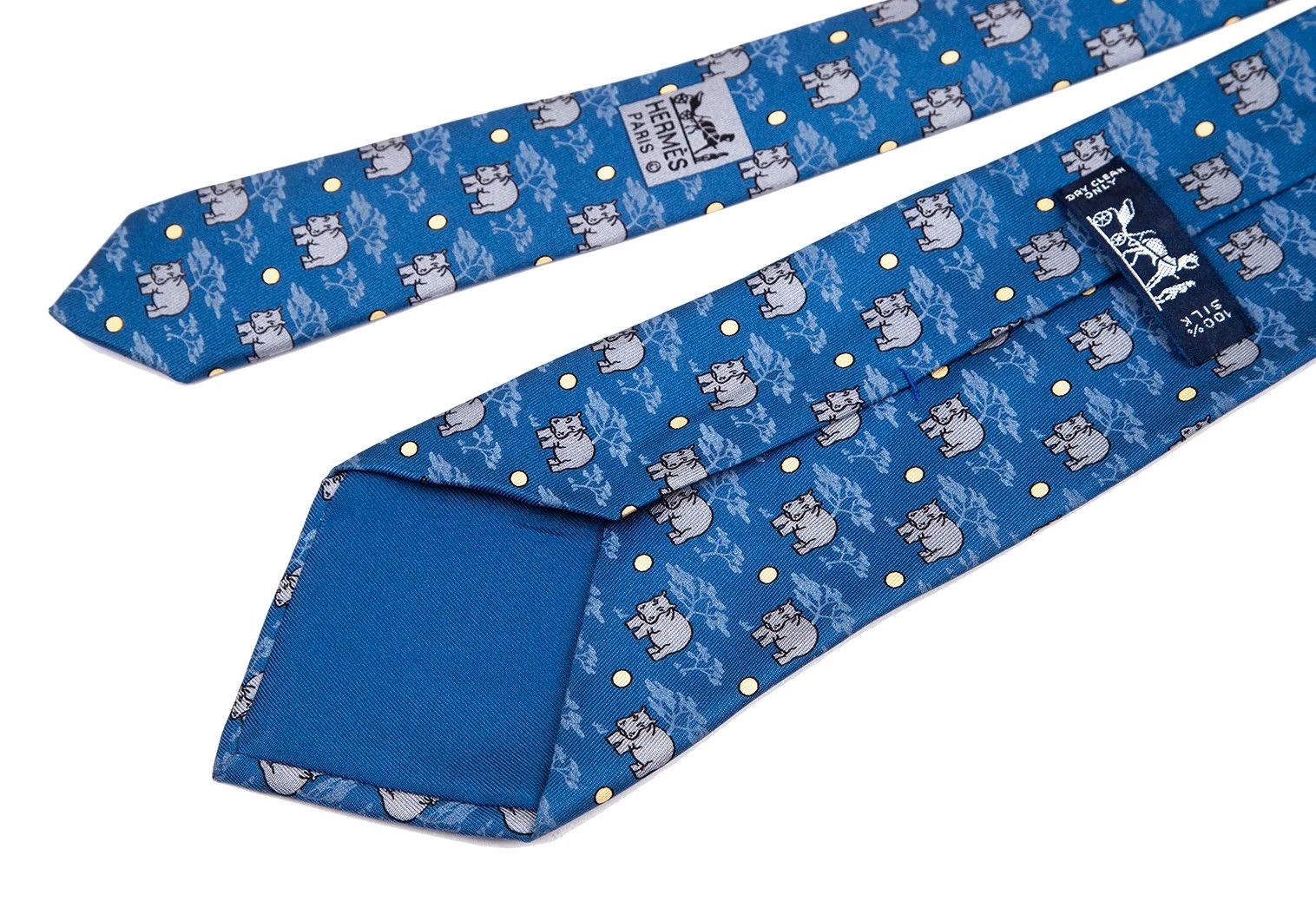 Hermes Silk Safari Print Tie in Blue Size ONE SIZE - 8 Thumbnail