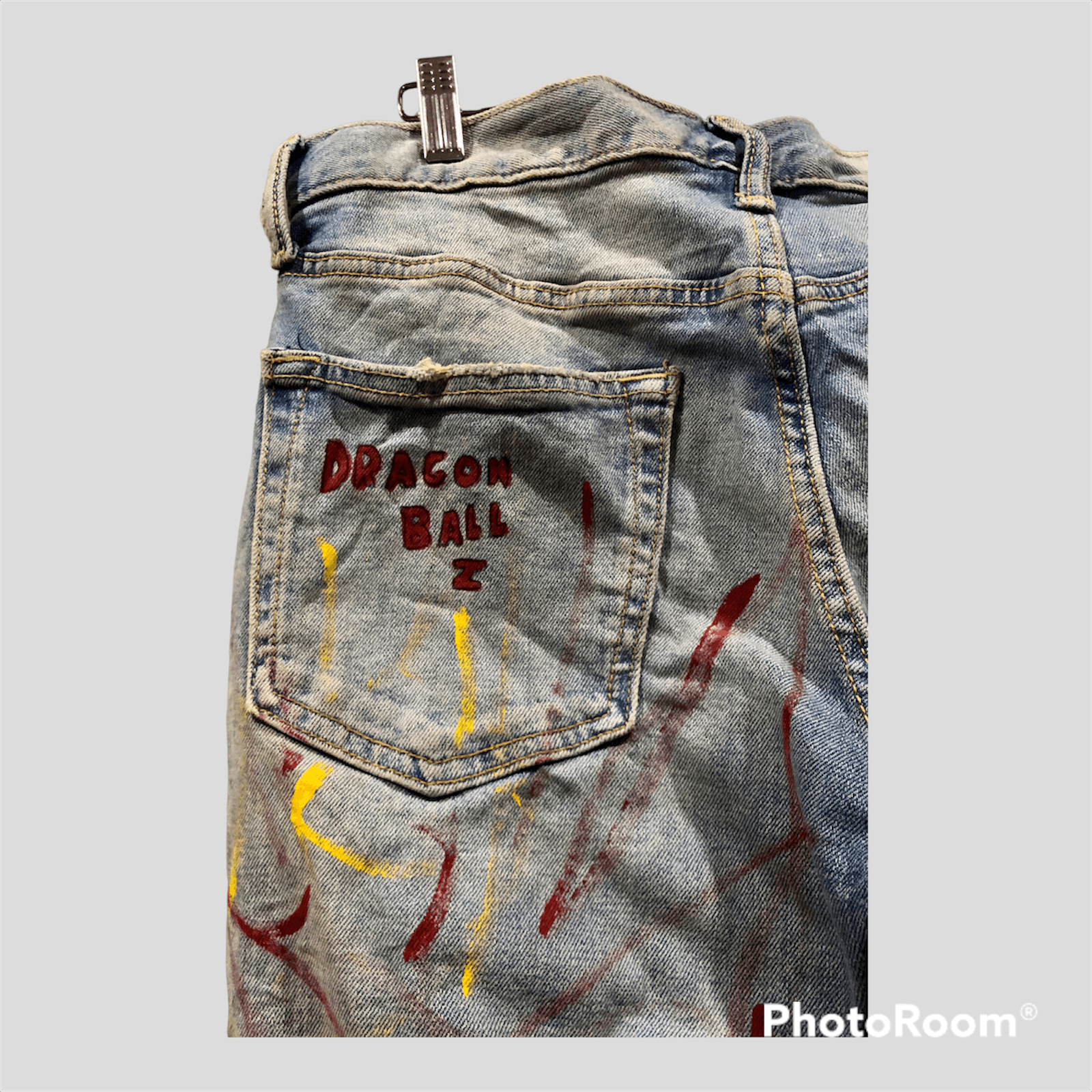 Anime Dragon Ball Z Distressed Jeans Custom Handmade By Pop Up LA Size US 32 / EU 48 - 6 Thumbnail