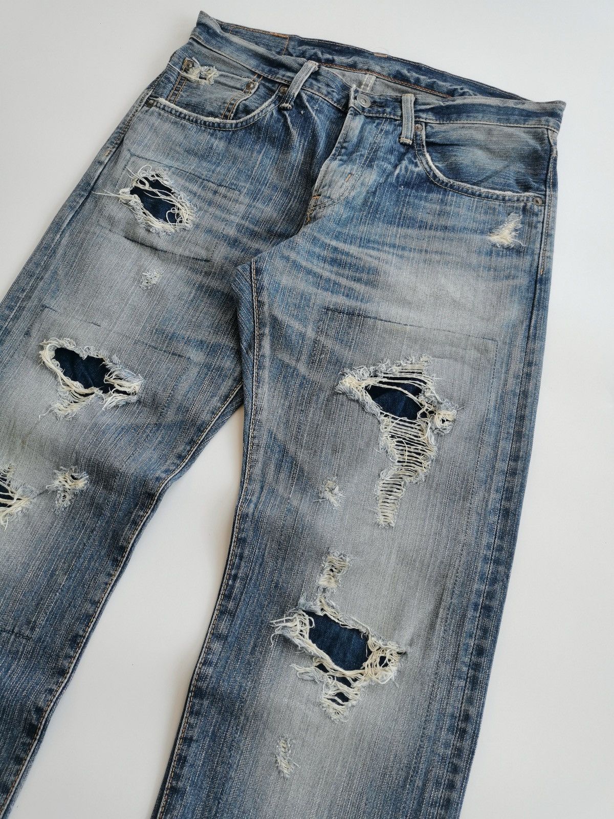 Edwin Vintage Edwin Extra Extreme Repaired Patchwork Denim Jeans Size US 32 / EU 48 - 4 Thumbnail