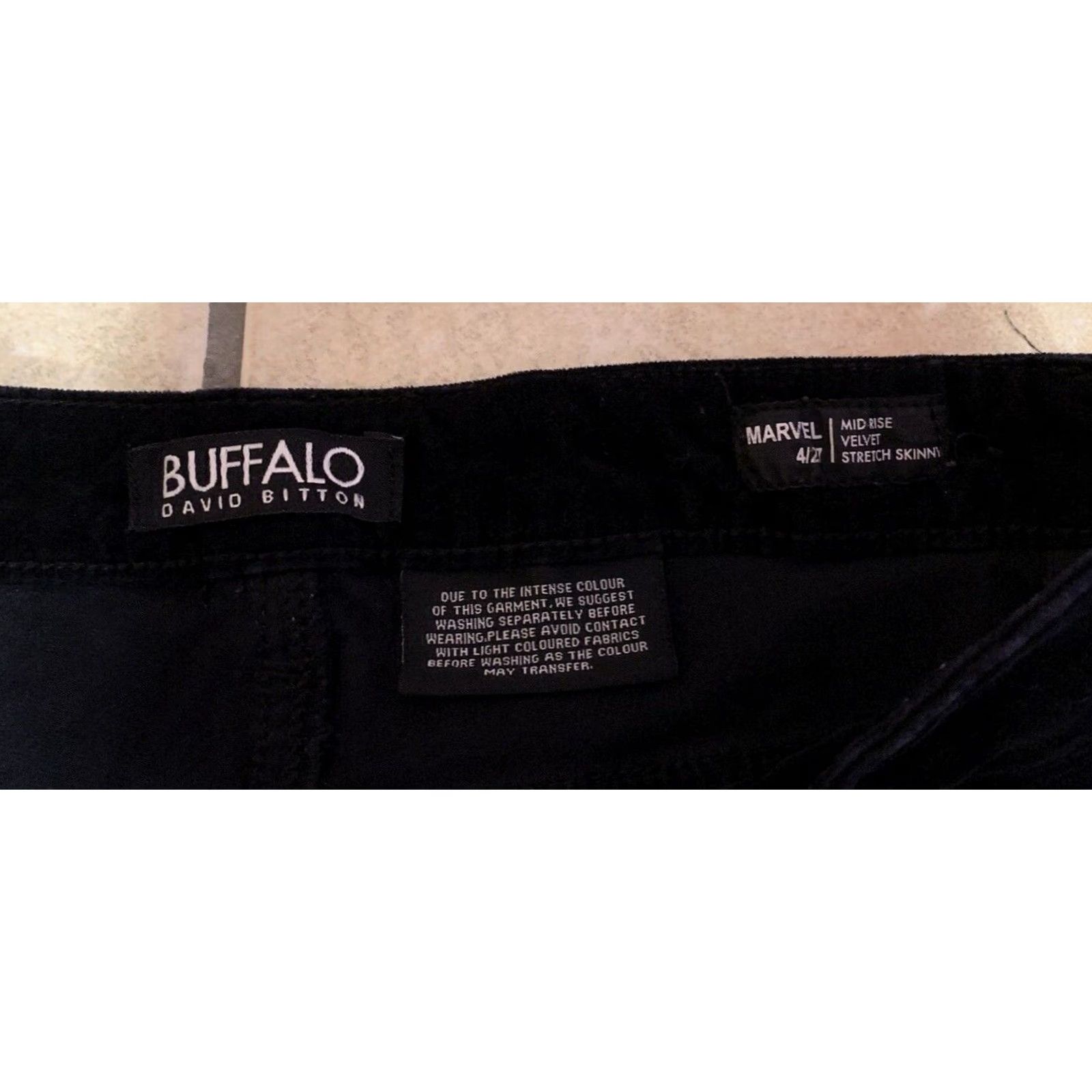 Velvet Buffalo Buffalo Jeans Womens 4/27 Black Mid Rise Velvet Skinny Pants 27x29 XS? Size 27" / US 4 / IT 40 - 5 Thumbnail