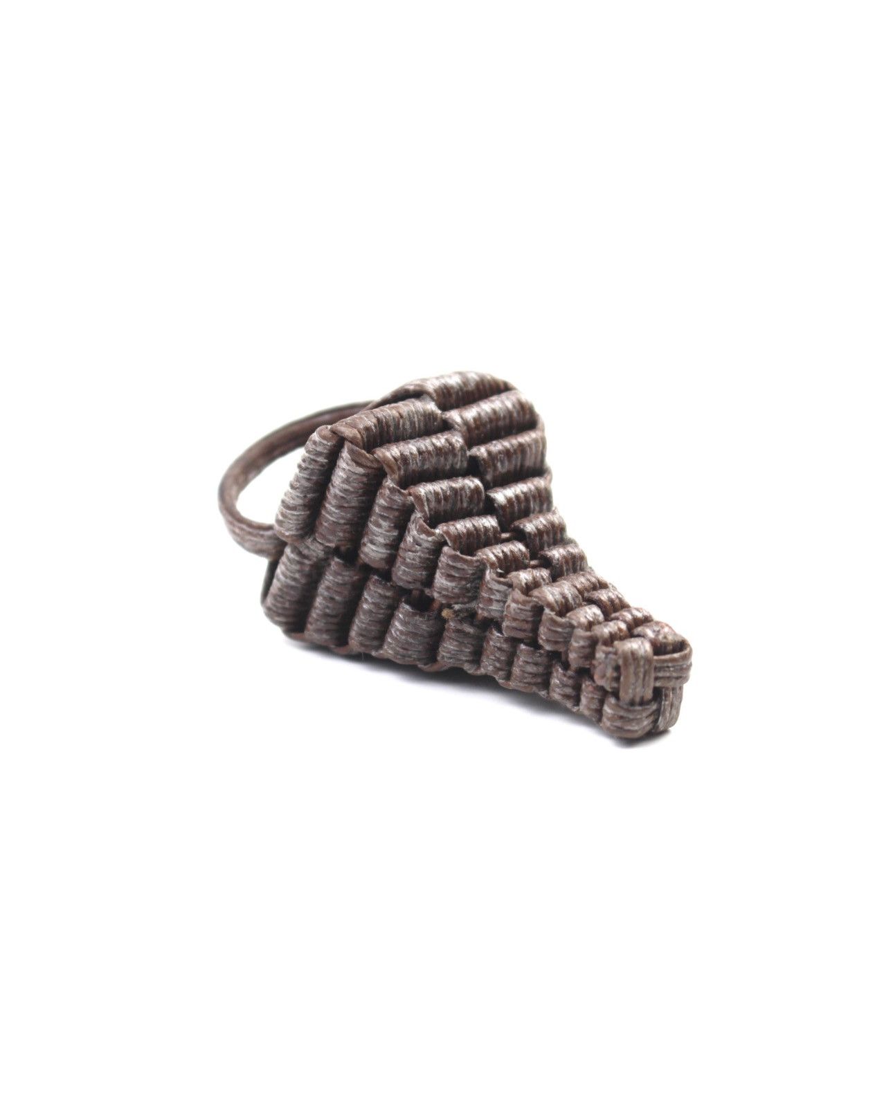 Vintage 2000S JAPANESE MADE HANDWOVEN BROWN STRUCTURED RING Size ONE SIZE - 1 Thumbnail