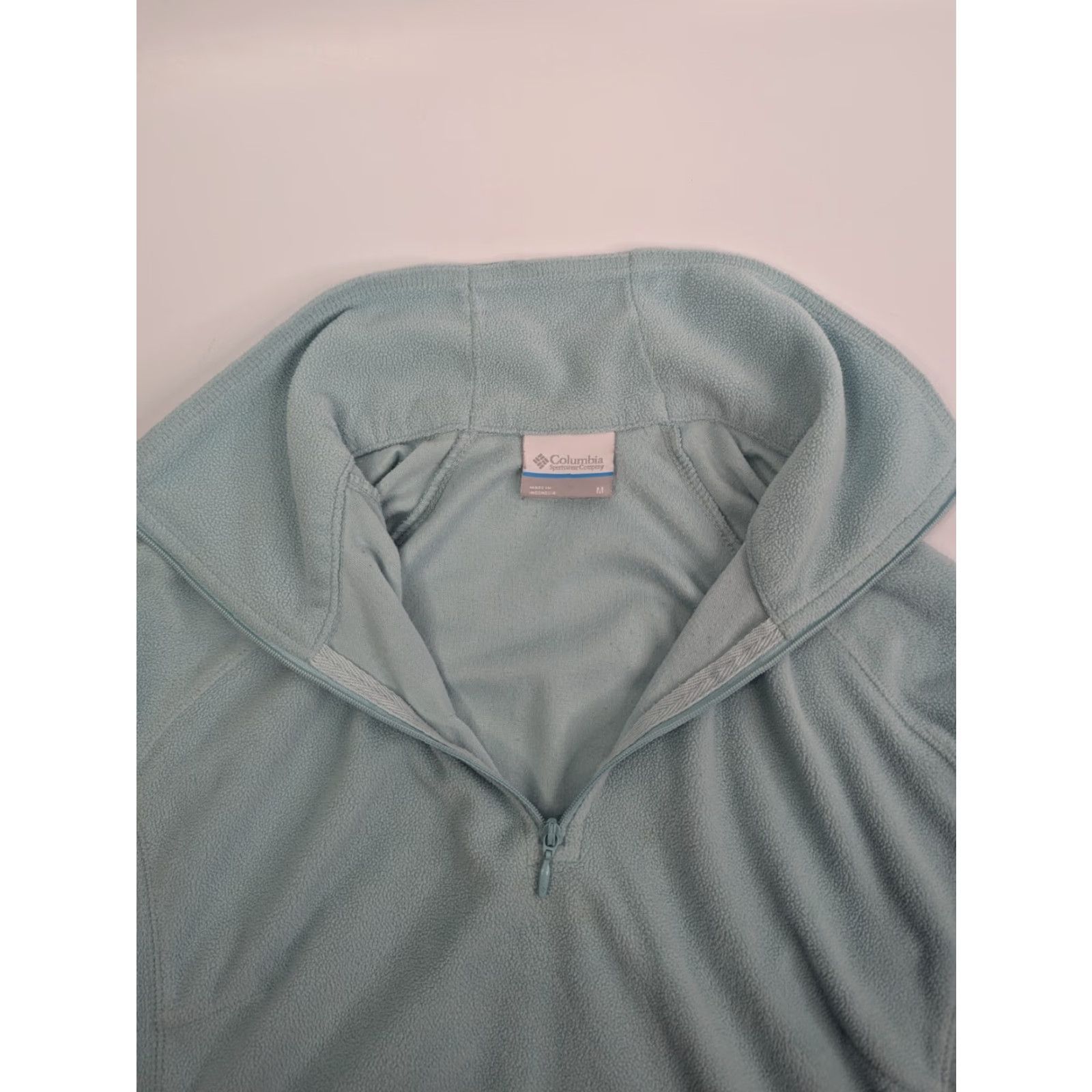 Vintage Columbia Sweatshirt 1/4 Zip Pullover Mock Neck Women's Medium Mint Green Size M / US 6-8 / IT 42-44 - 7 Thumbnail
