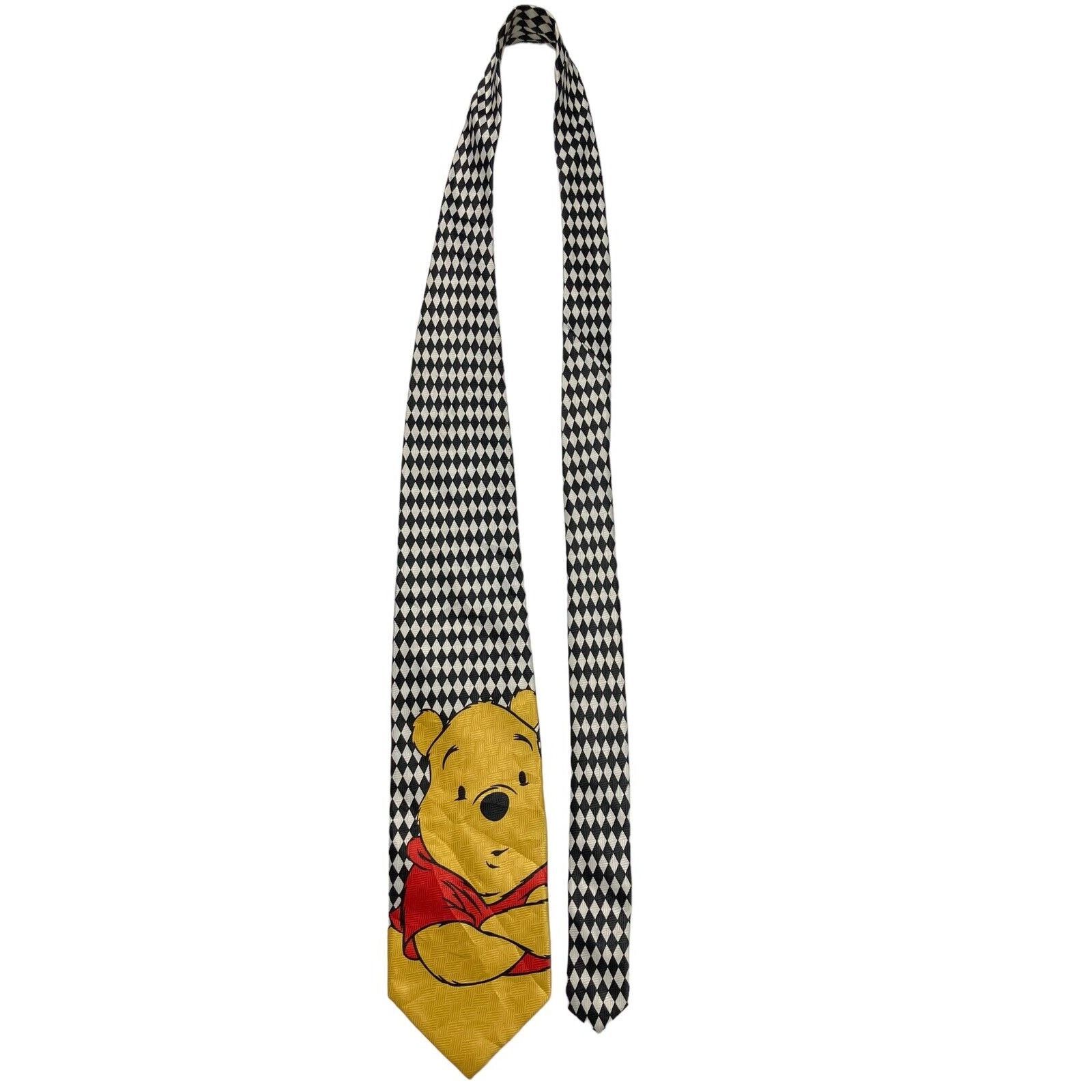 Disney Disney Winnie The Pooh Black White Diamond Pattern Necktie Size ONE SIZE - 2 Thumbnail