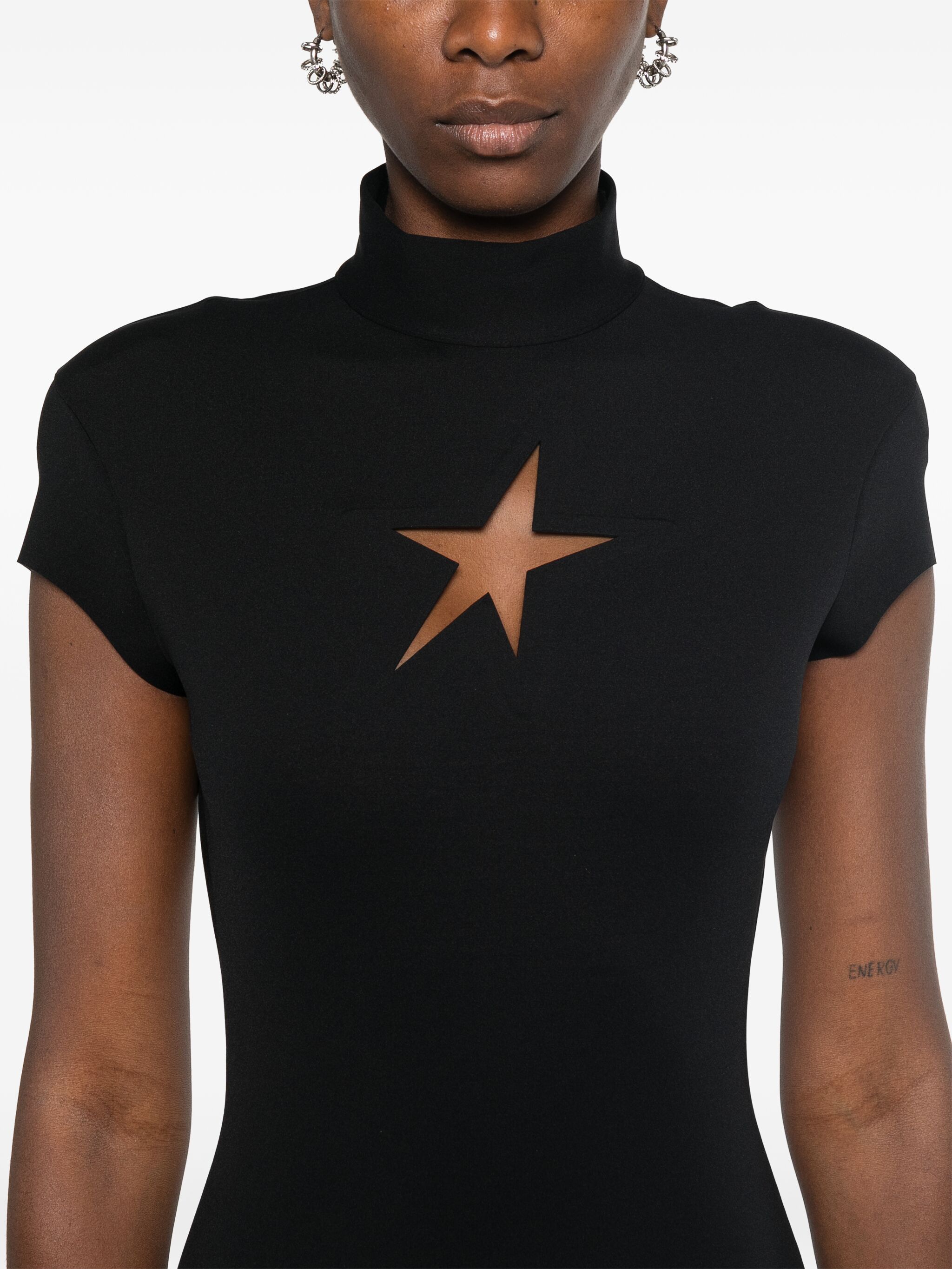 Mugler o1s22i1n1024 Star Mini Dress in Black Size XS / US 0-2 / IT 36-38 - 5 Thumbnail