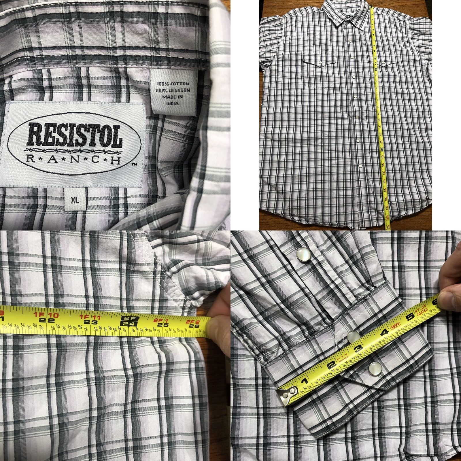 Vintage VINTAGE Resistol Ranch Mens Tag XL Plaid Pearl Snap Pocket Shirt White Western Cowboy Size US XL / EU 56 / 4 - 8 Thumbnail