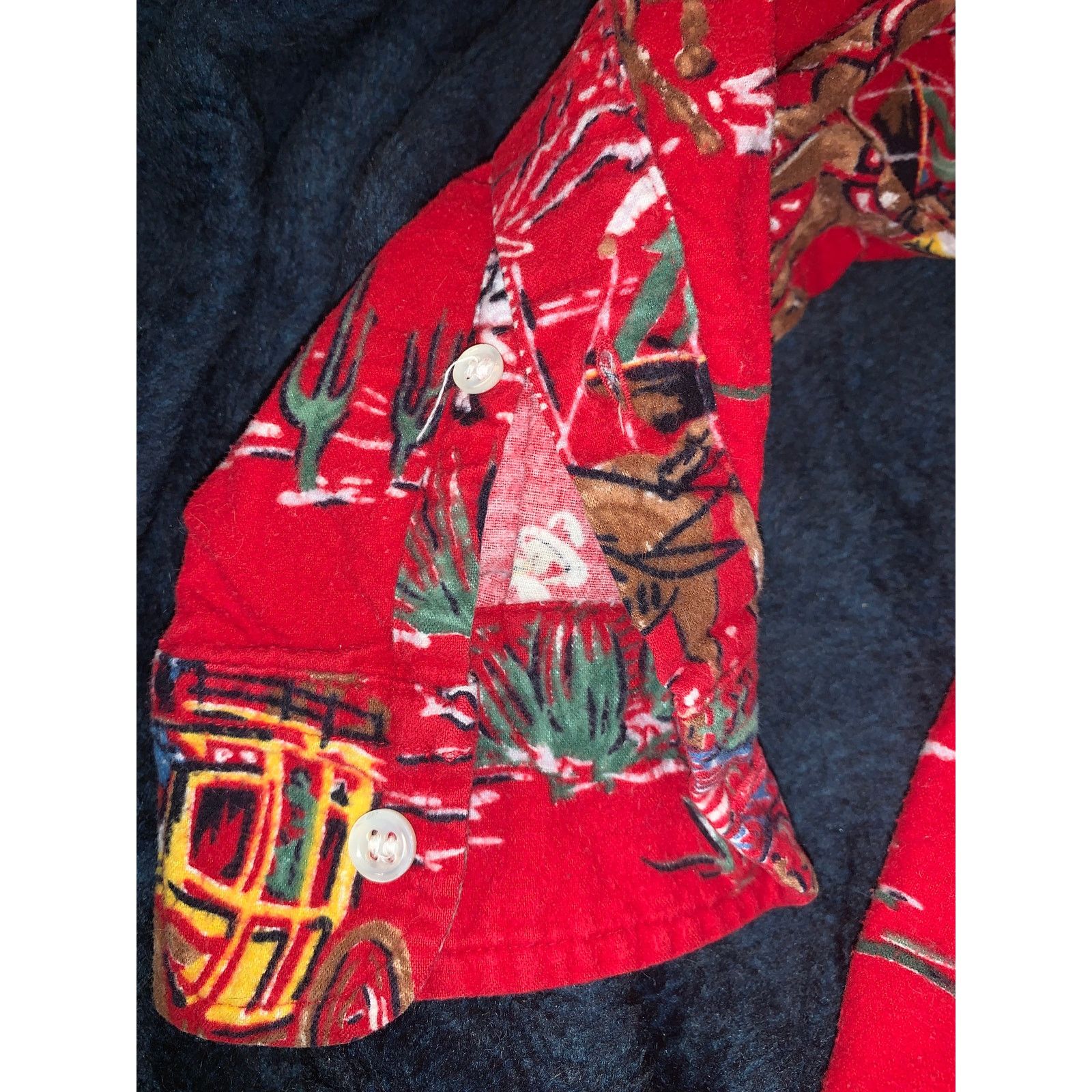 Ralph Lauren 80's RALPH LAUREN COWBOY WESTERN FLANNEL OVERSIZE NIGHTSHIRT Size ONE SIZE - 7 Thumbnail