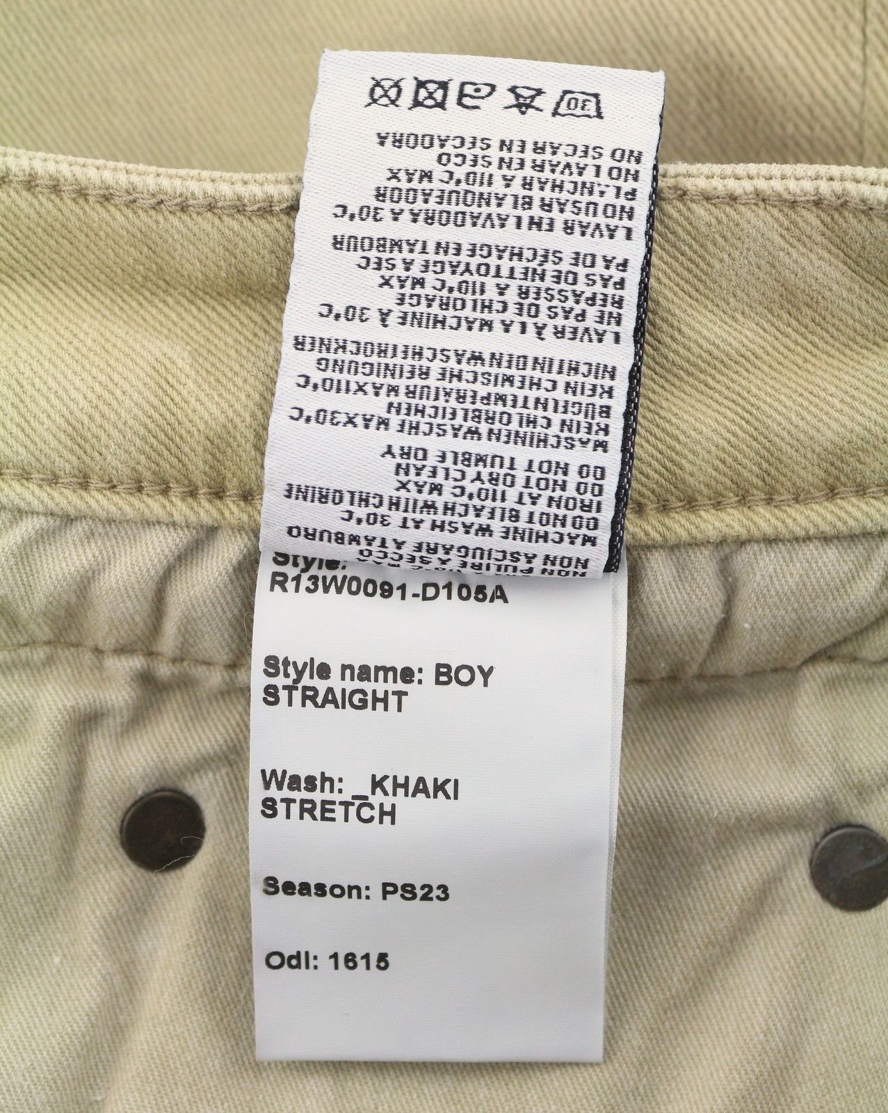 R13 BOY STRAIGHT 27 Khaki Stretch Cropped Jeans 89843 Size 27" / US 4 / IT 40 - 10 Thumbnail