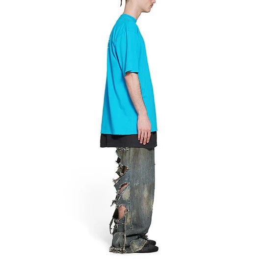 Balenciaga o1mt1gz0225 Political Campaign T-Shirt Large Fit Azure Blue Size US S / EU 44-46 / 1 - 3 Thumbnail