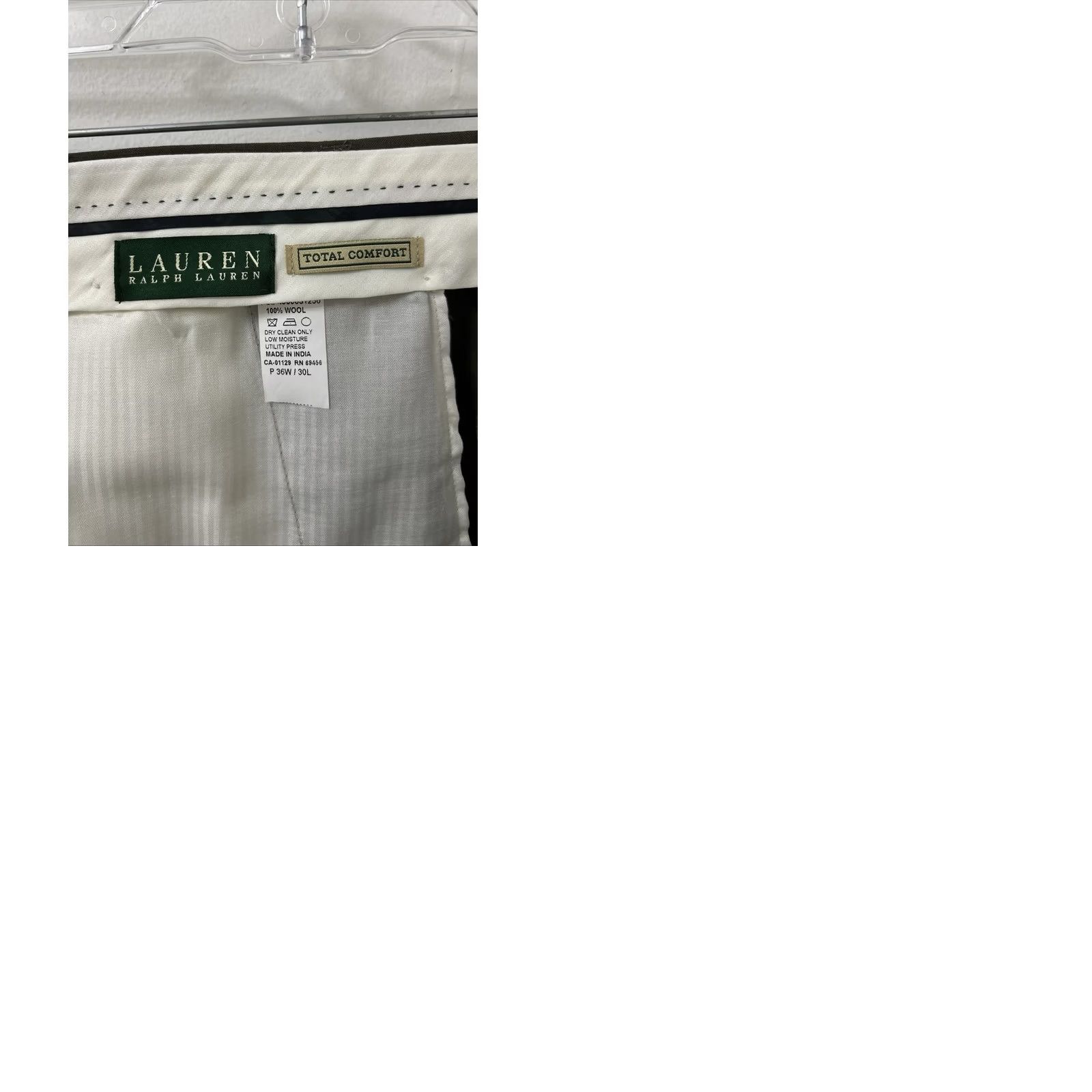 Ralph Lauren Ralph Lauren Total Comfort Pants Mens 36x27 Brown Dress Pants Pleated Cuffed Wool Classic Front Slashed Pockets Zipper Button Wool 100% Size US 36 / EU 52 - 9 Thumbnail