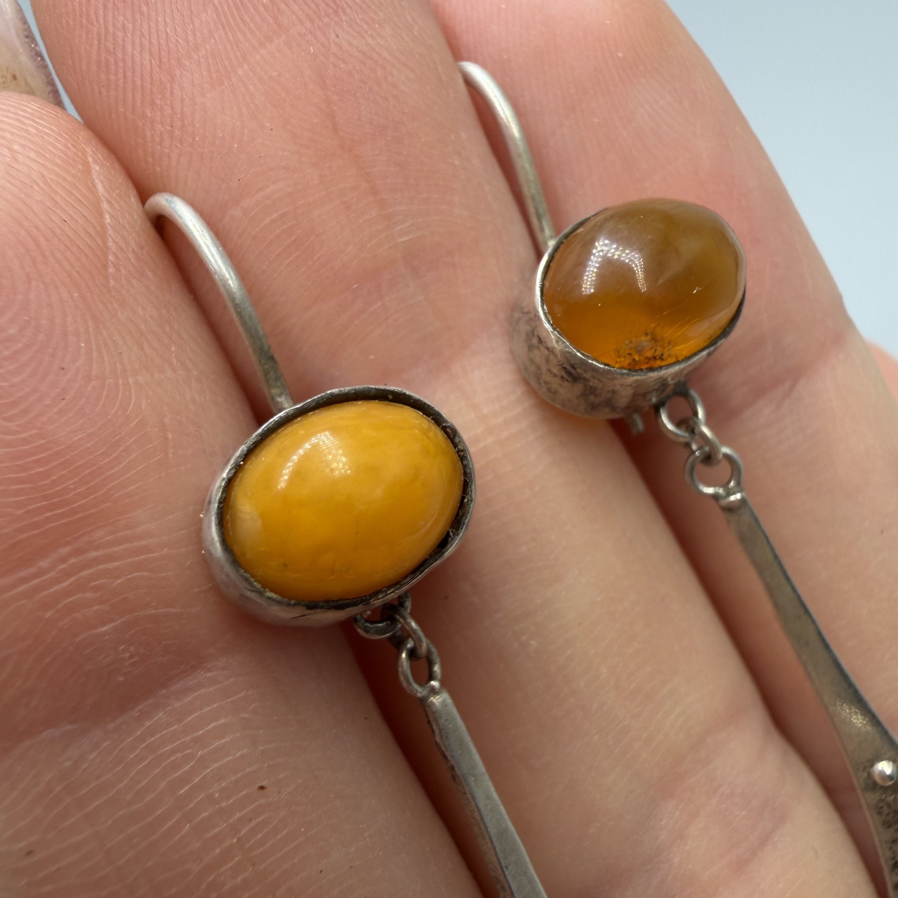 Vintage Vintage Modernist Baltic Amber Drop Earrings 875 Silver Size ONE SIZE - 2 Thumbnail