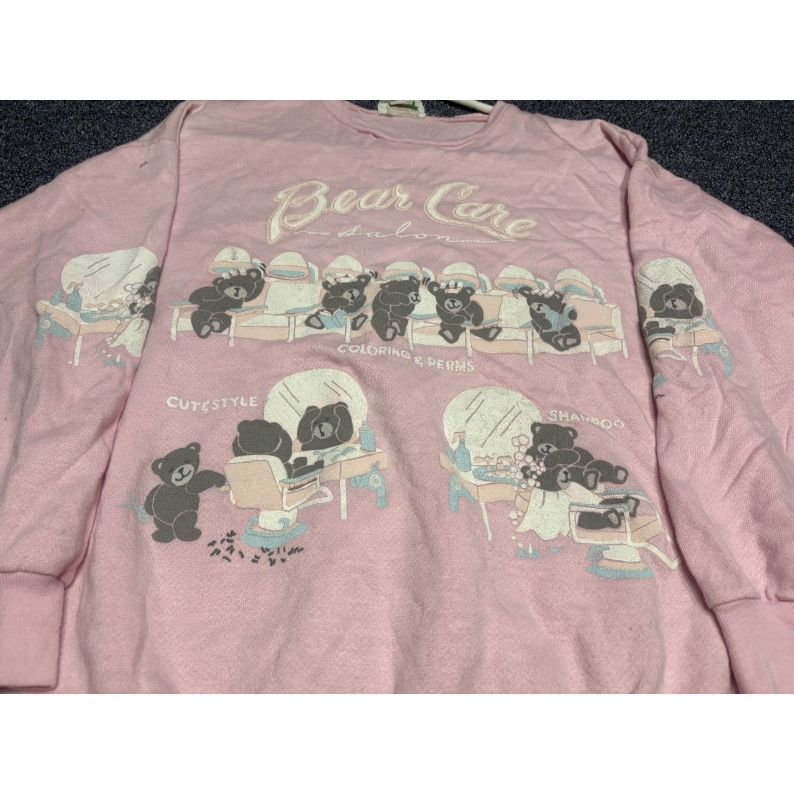 Pinko VINTAGE Bear Pink Raglan Sweatshirt Women’s Large L Pink Bear Graphic Print 80s 70s Bassett Walker Size L / US 10 / IT 46 - 4 Thumbnail
