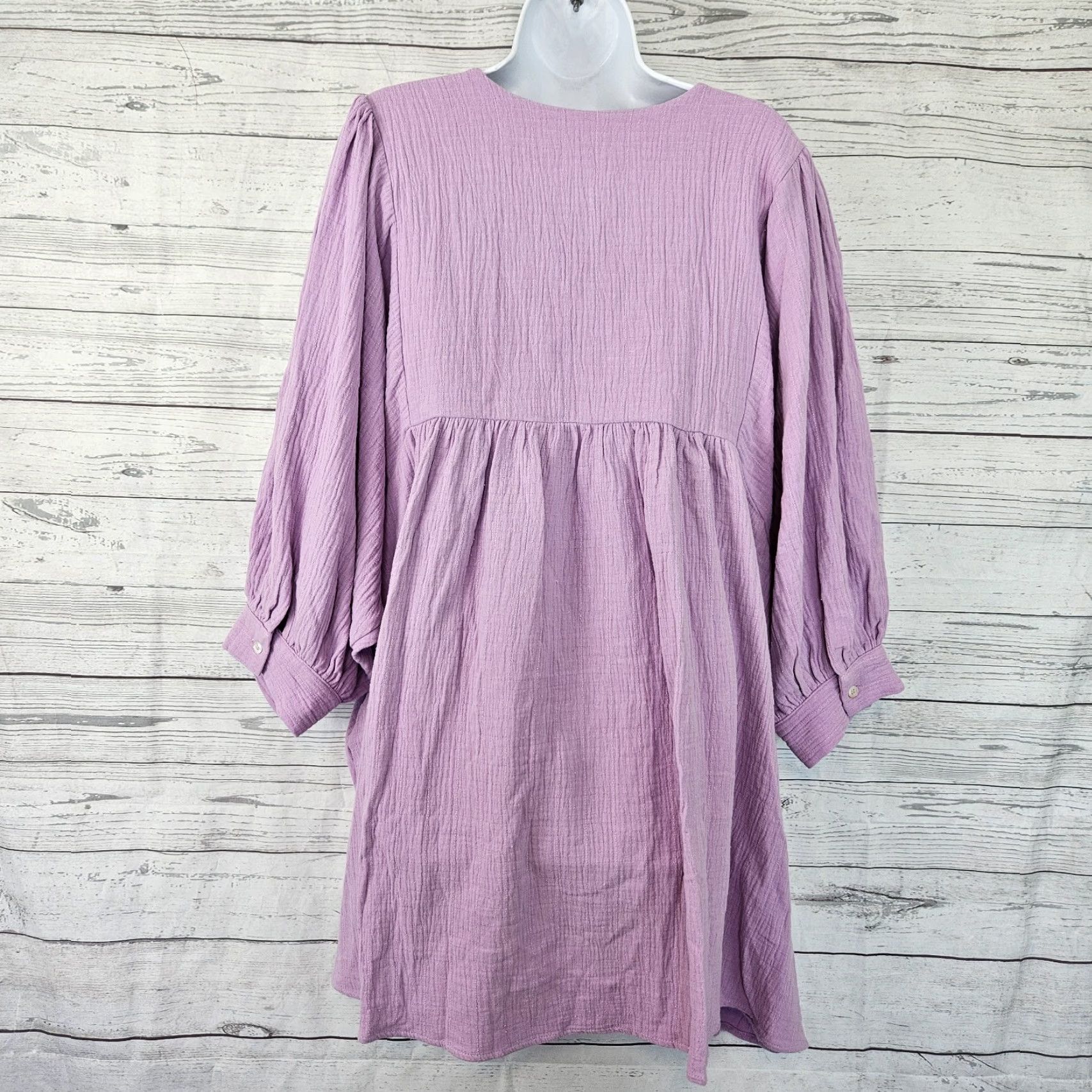 Vintage Pomander Place Womens Millie Dress Sz XL Lavender Pockets Mini 3/4 Sleeve V-Neck Cotton Pullover Size XL / US 12-14 / IT 48-50 - 3 Thumbnail