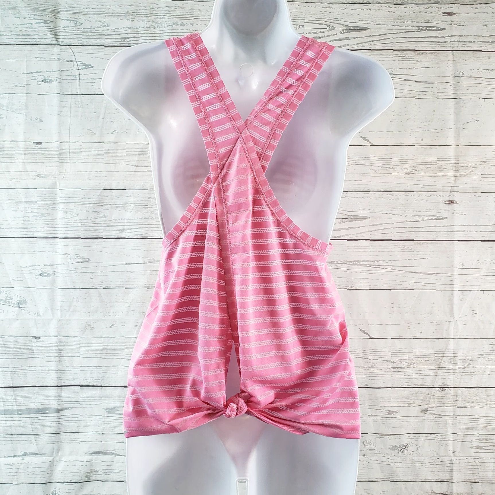 Pinko Zyia Tank Womens Nimbus Split Back Size L Pink Striped Scoop Neck VINTAGE? No—Activewear Size ONE SIZE - 4 Thumbnail