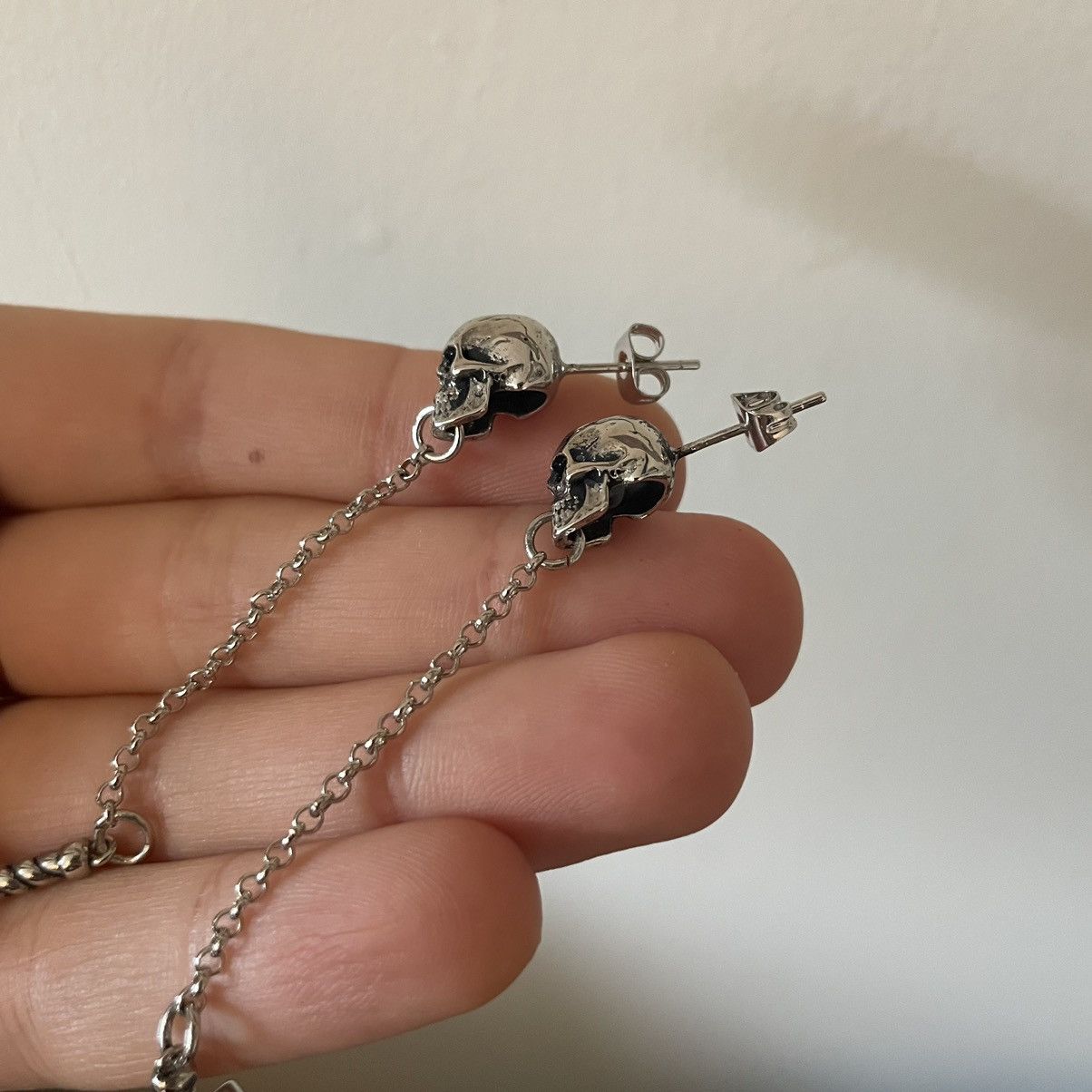 Jewelry × Vintage Silver Skull Dagger Drop Dangle Earrings Size ONE SIZE - 3 Thumbnail